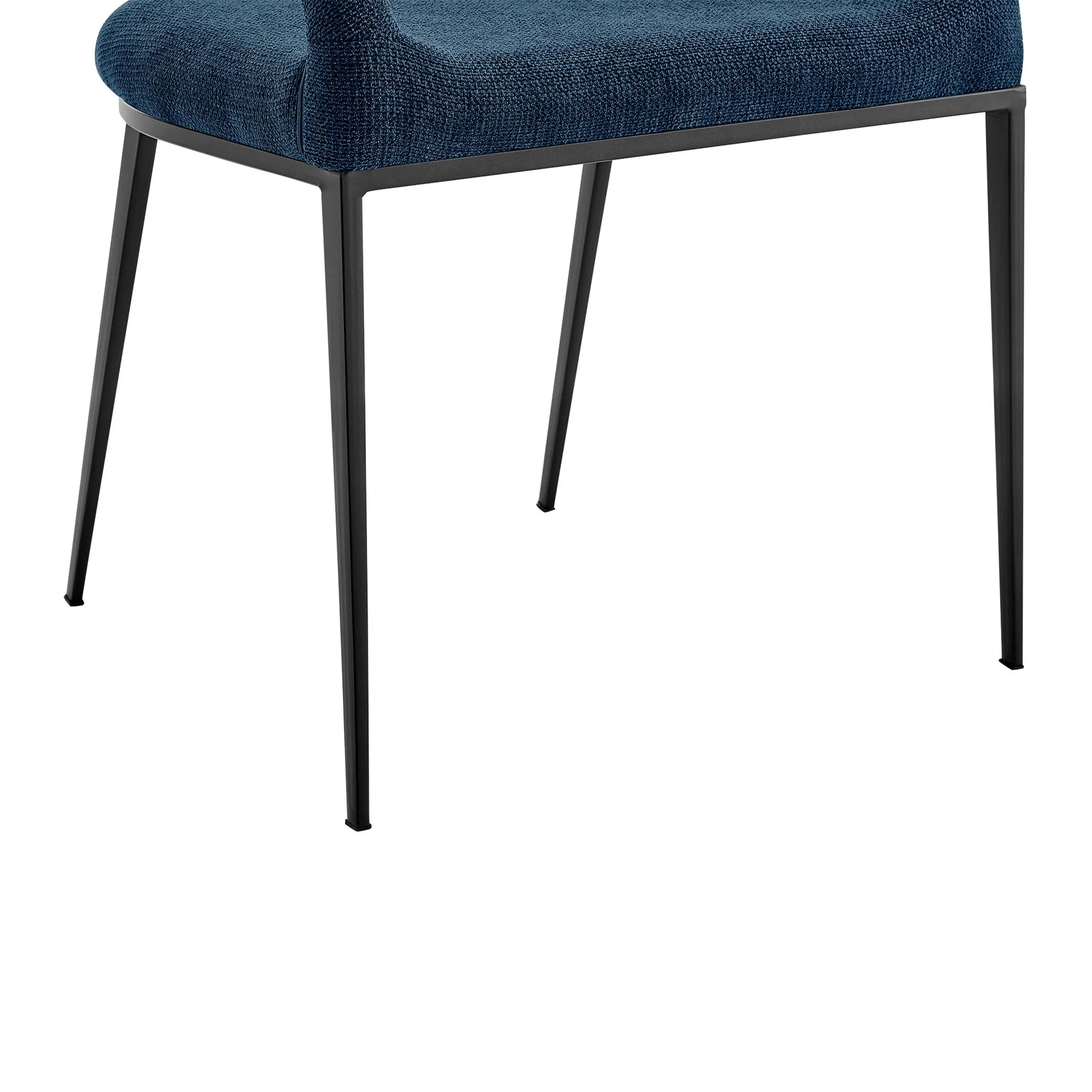 Morgan Upholstered Dining Chair with Matte Black Iron and Blue Fabric - Set of 2 - Image 9