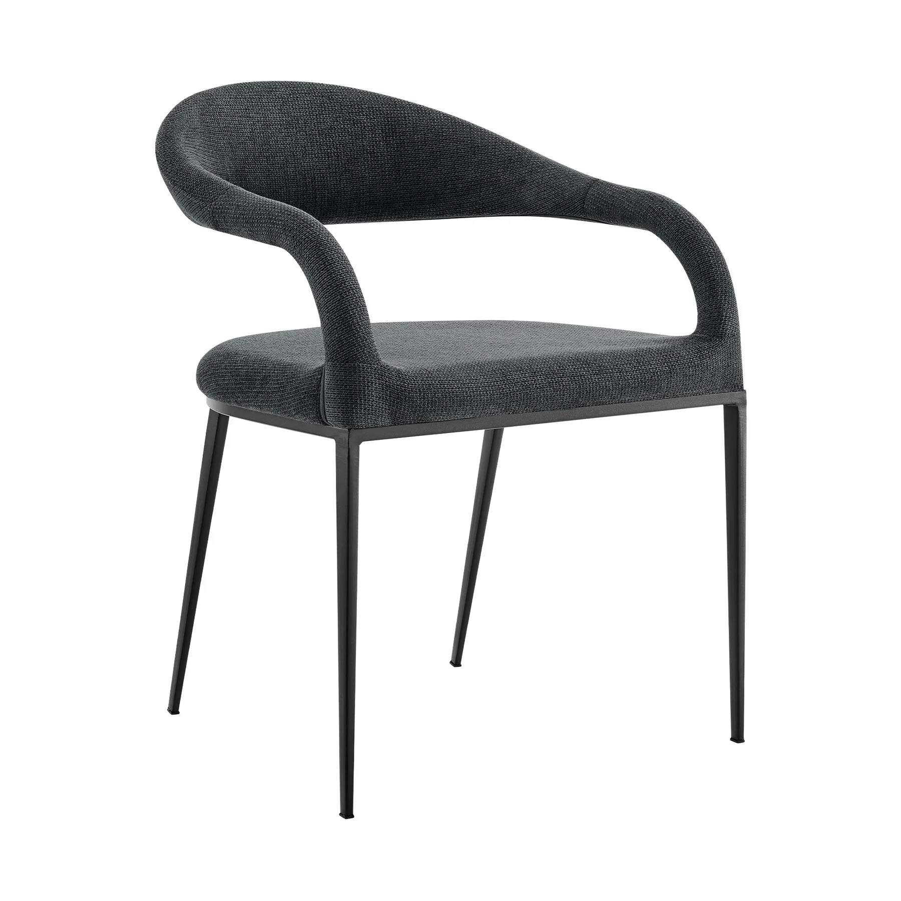 Morgan Upholstered Dining Chair with Matte Black Iron and Charcoal Fabric - Set of 2 - Image 2