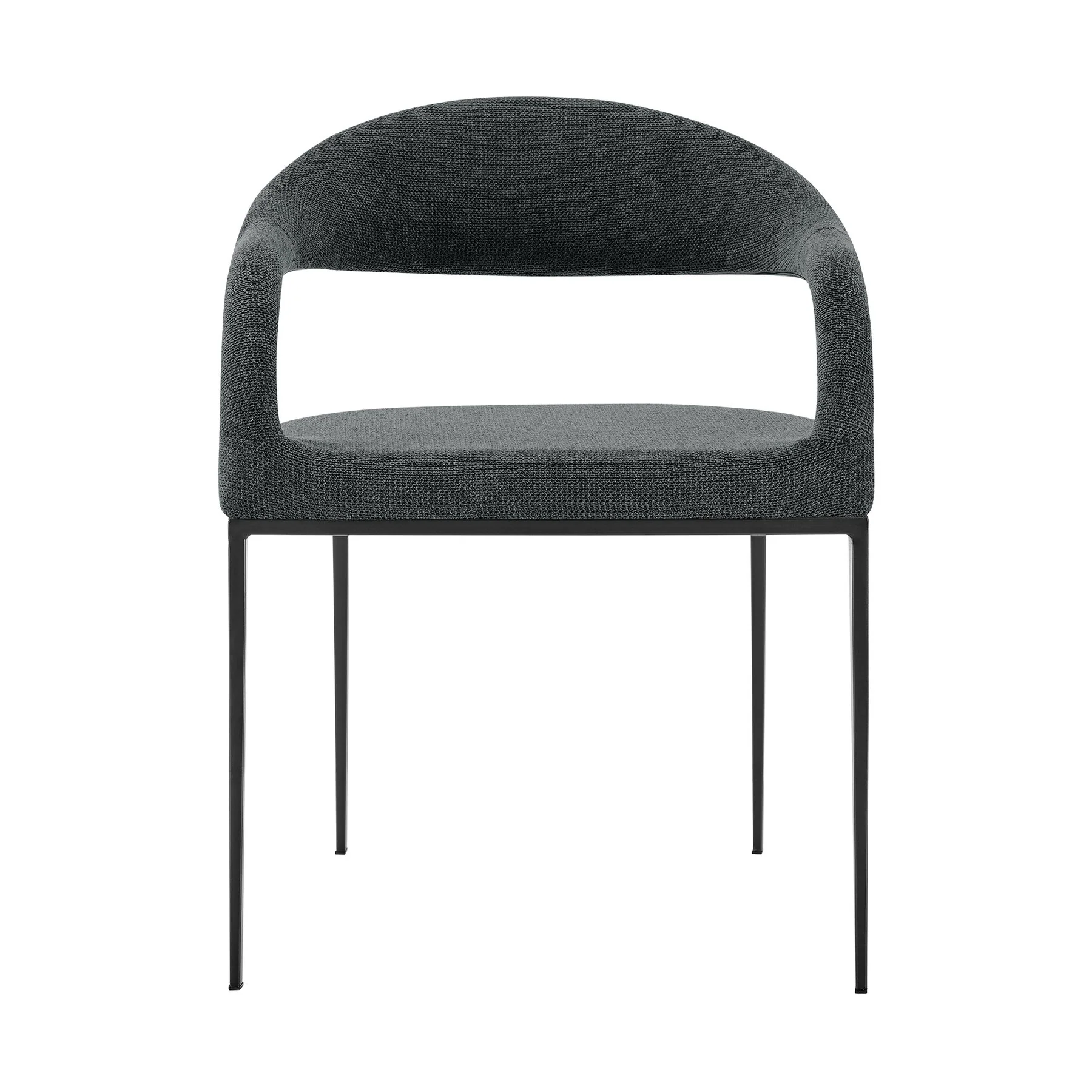 Morgan Upholstered Dining Chair with Matte Black Iron and Charcoal Fabric - Set of 2 - Image 3