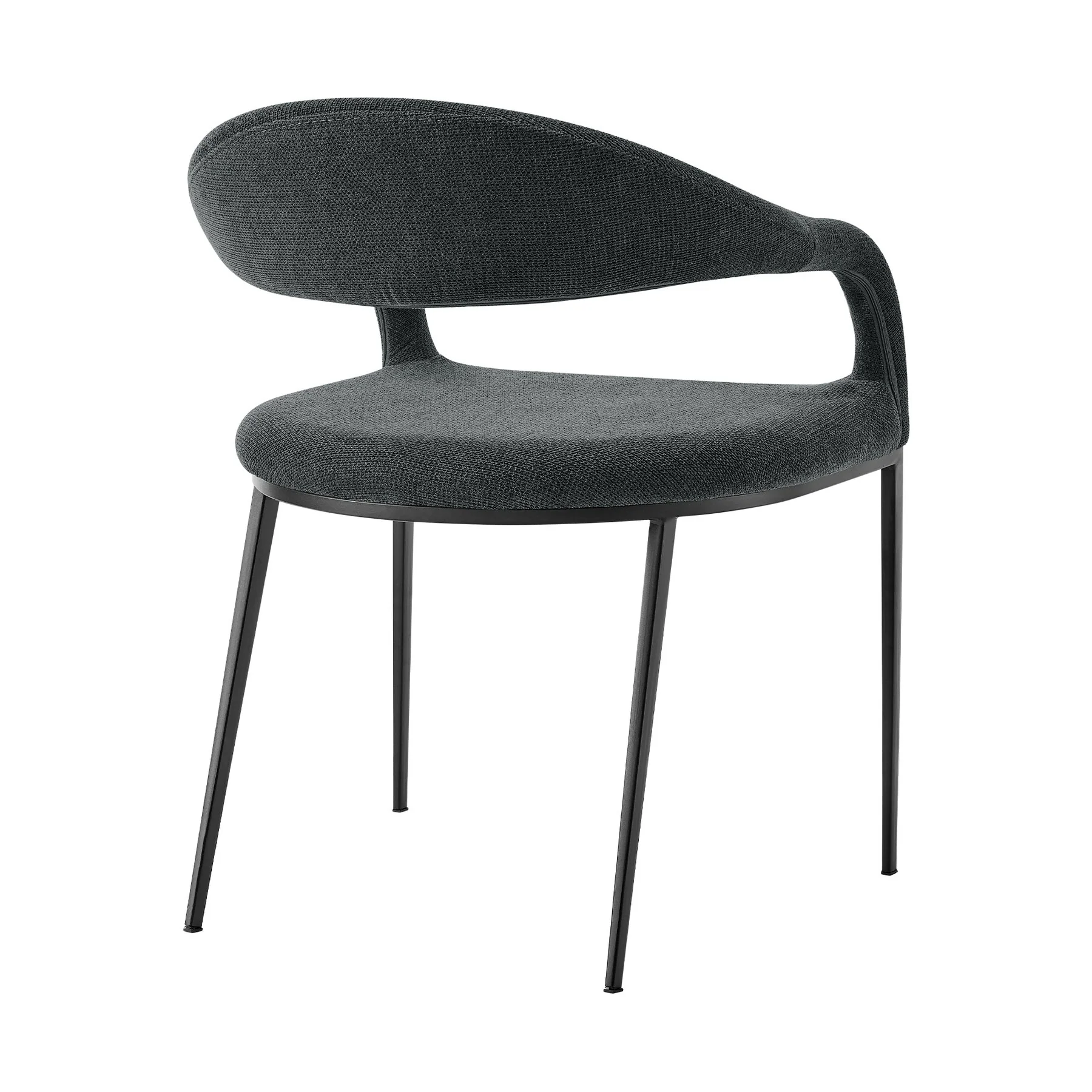 Morgan Upholstered Dining Chair with Matte Black Iron and Charcoal Fabric - Set of 2 - Image 4