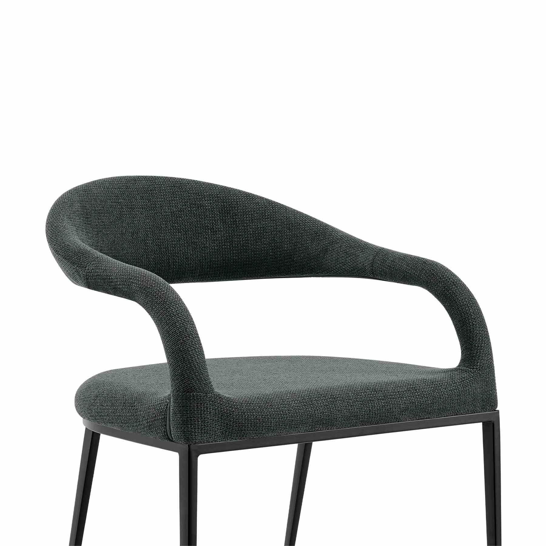 Morgan Upholstered Dining Chair with Matte Black Iron and Charcoal Fabric - Set of 2 - Image 5