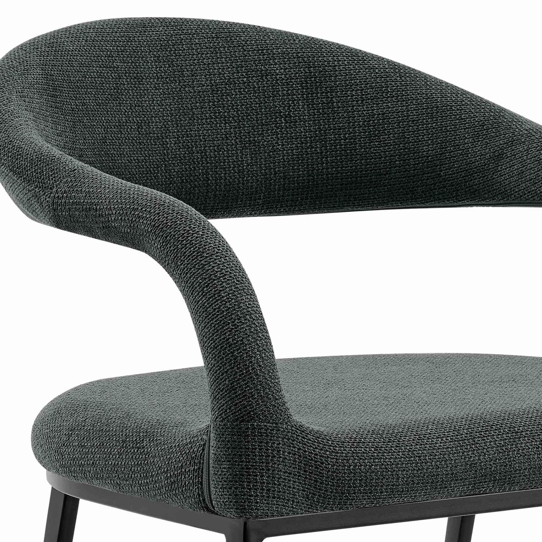 Morgan Upholstered Dining Chair with Matte Black Iron and Charcoal Fabric - Set of 2 - Image 7