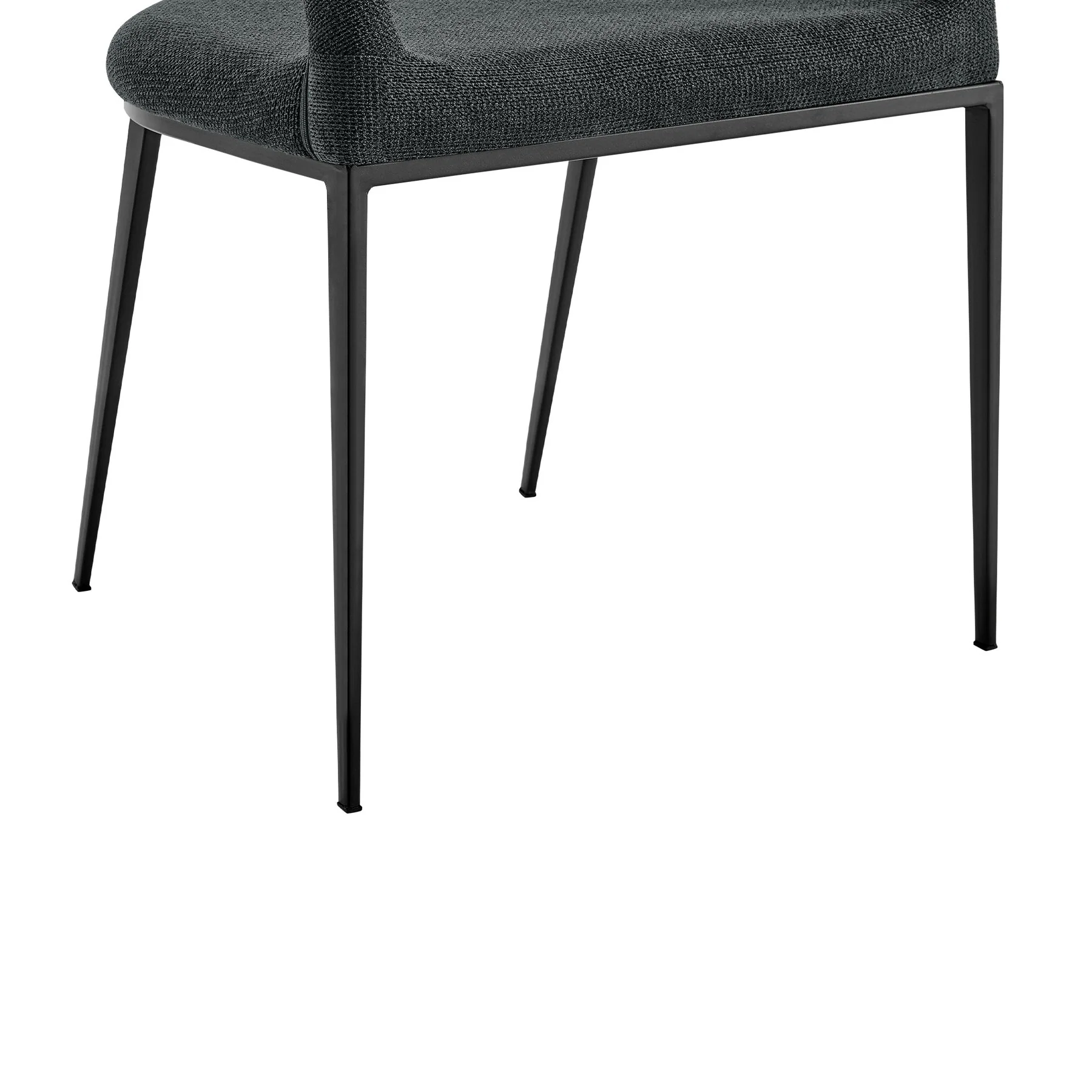 Morgan Upholstered Dining Chair with Matte Black Iron and Charcoal Fabric - Set of 2 - Image 9