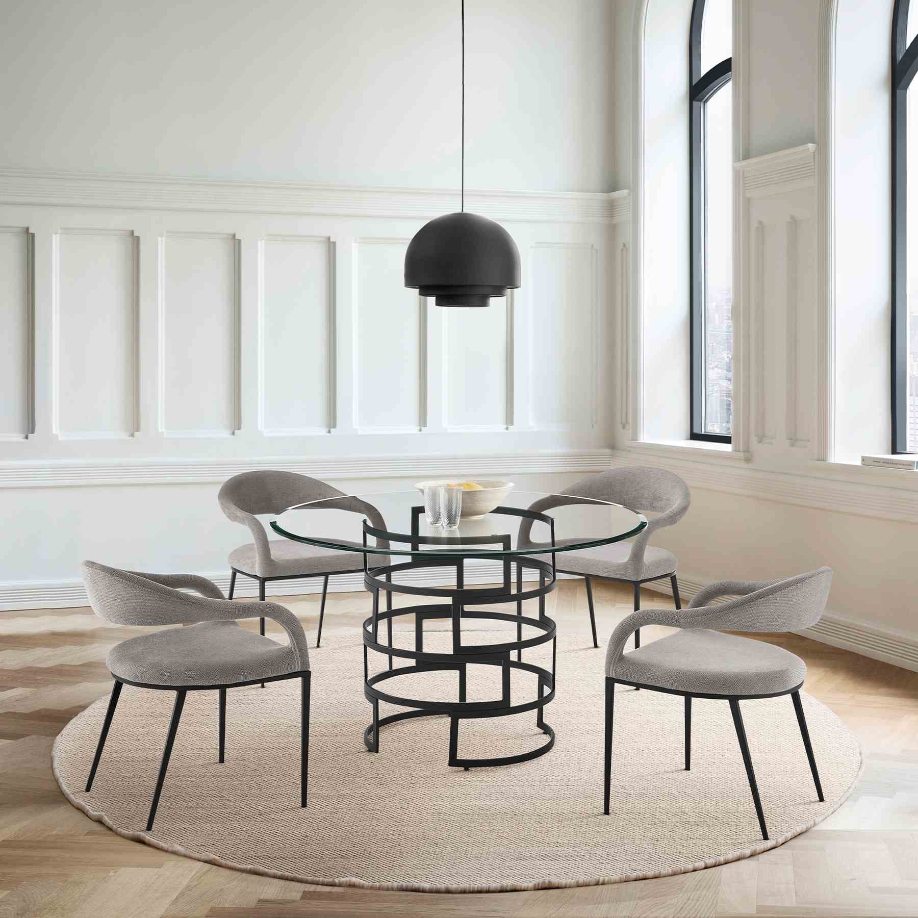 Morgan Upholstered Dining Chair with Matte Black Iron and Light Gray Fabric - Set of 2 - Image 12