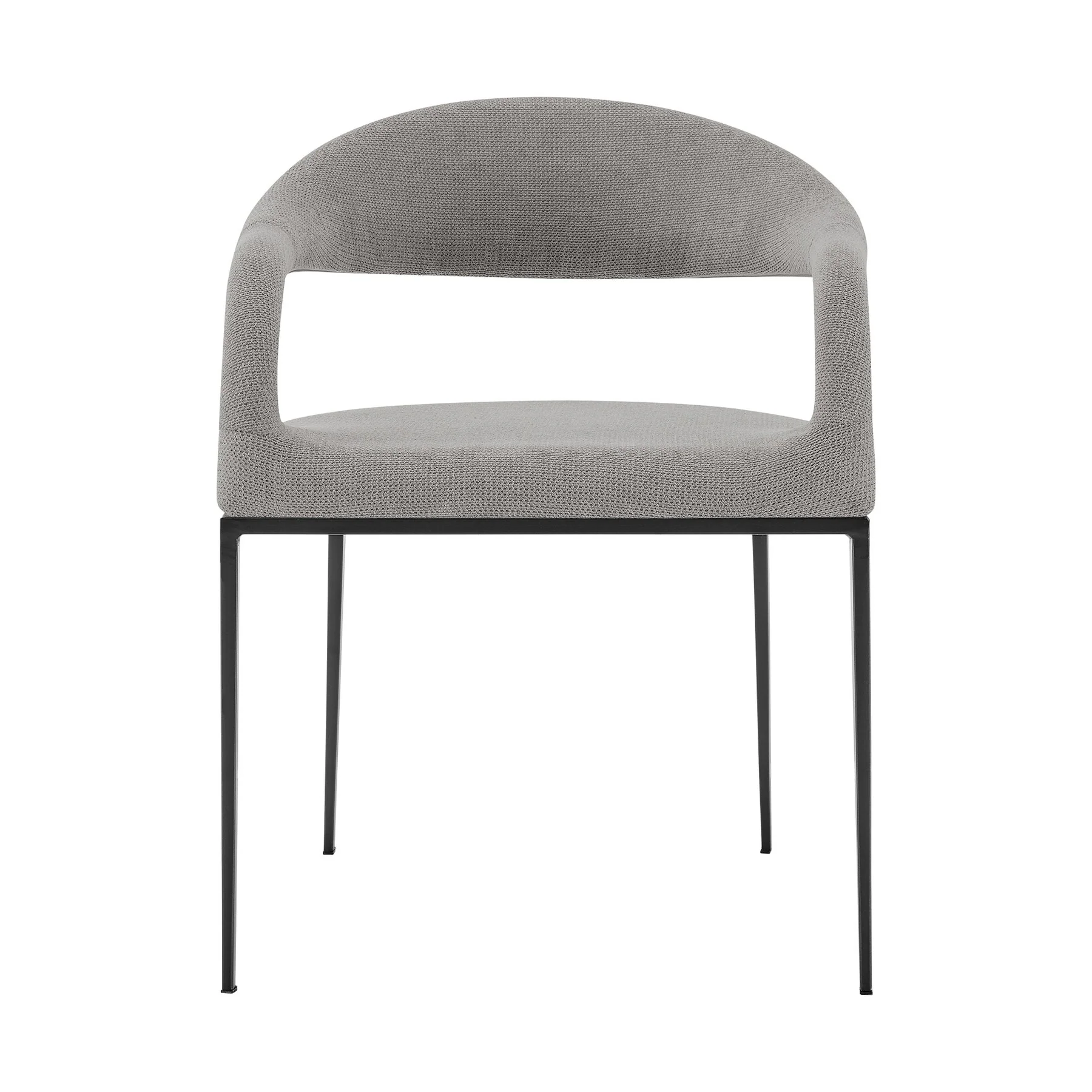 Morgan Upholstered Dining Chair with Matte Black Iron and Light Gray Fabric - Set of 2 - Image 3