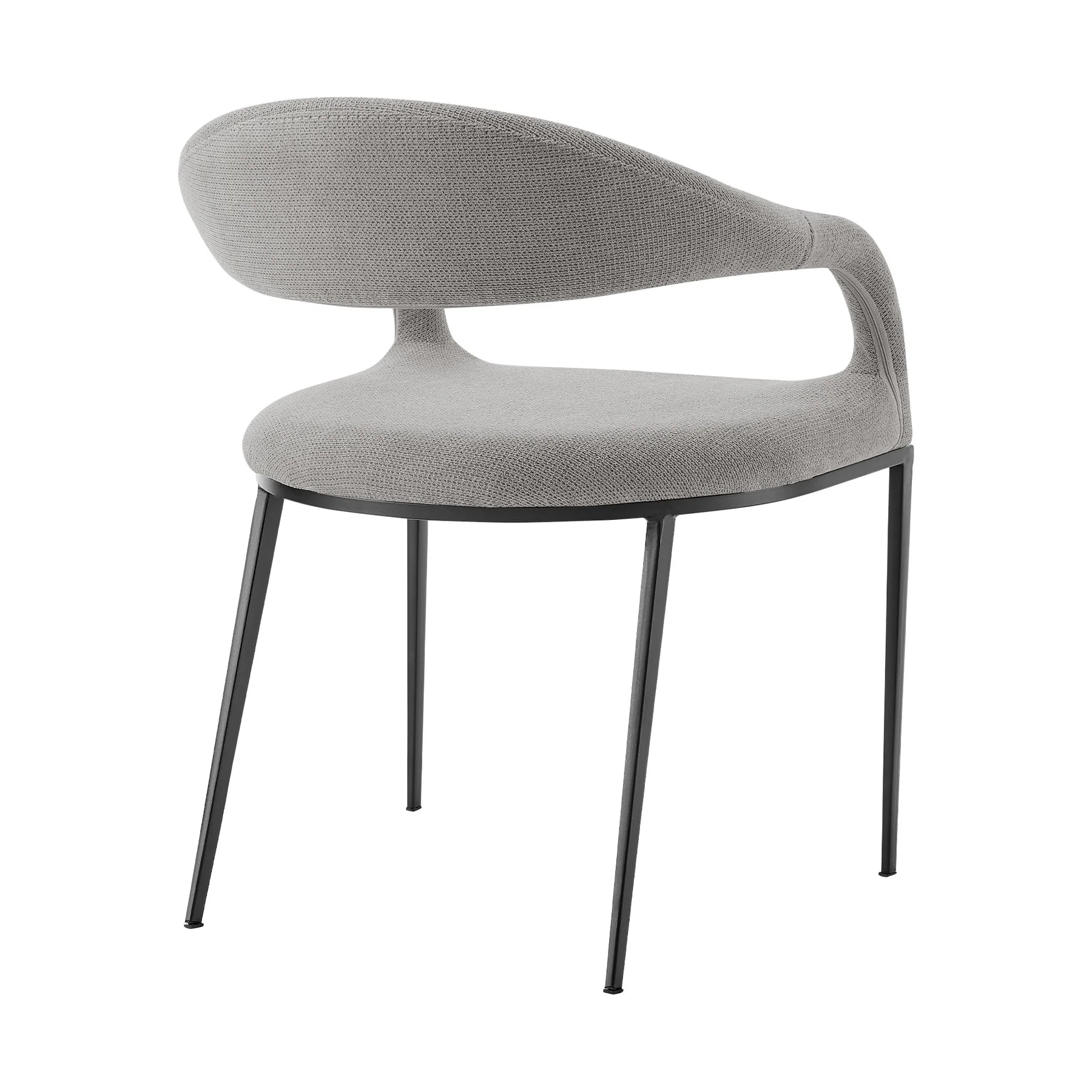 Morgan Upholstered Dining Chair with Matte Black Iron and Light Gray Fabric - Set of 2 - Image 4