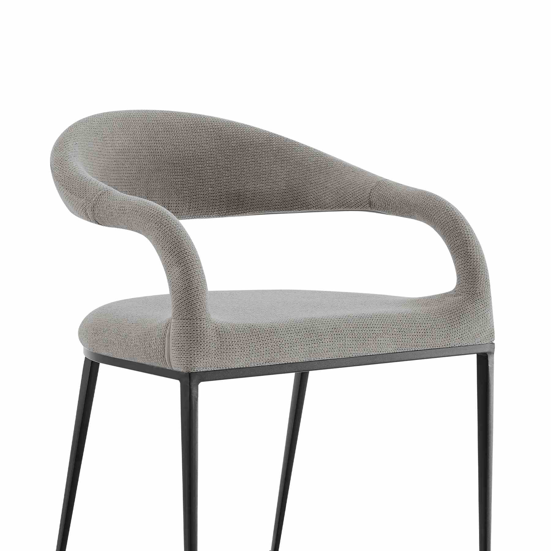 Morgan Upholstered Dining Chair with Matte Black Iron and Light Gray Fabric - Set of 2 - Image 5