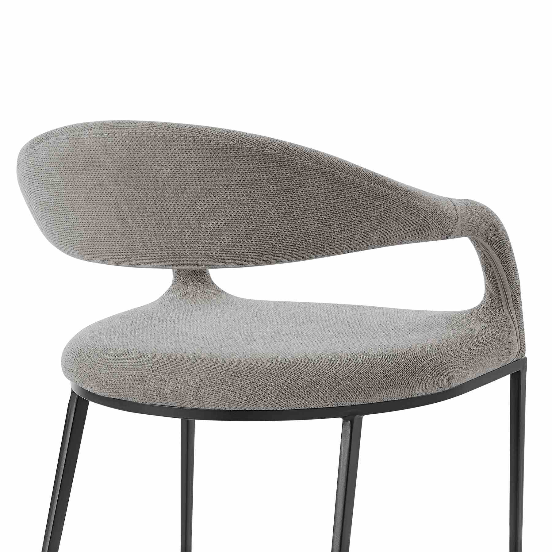 Morgan Upholstered Dining Chair with Matte Black Iron and Light Gray Fabric - Set of 2 - Image 6