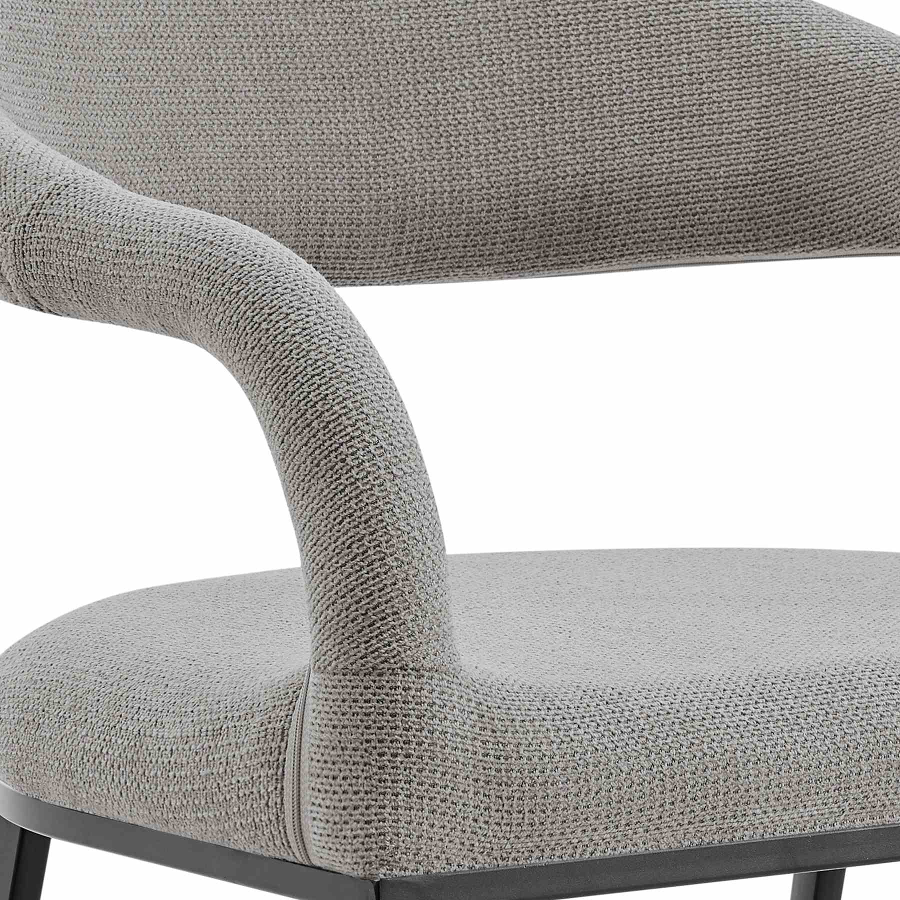 Morgan Upholstered Dining Chair with Matte Black Iron and Light Gray Fabric - Set of 2 - Image 7