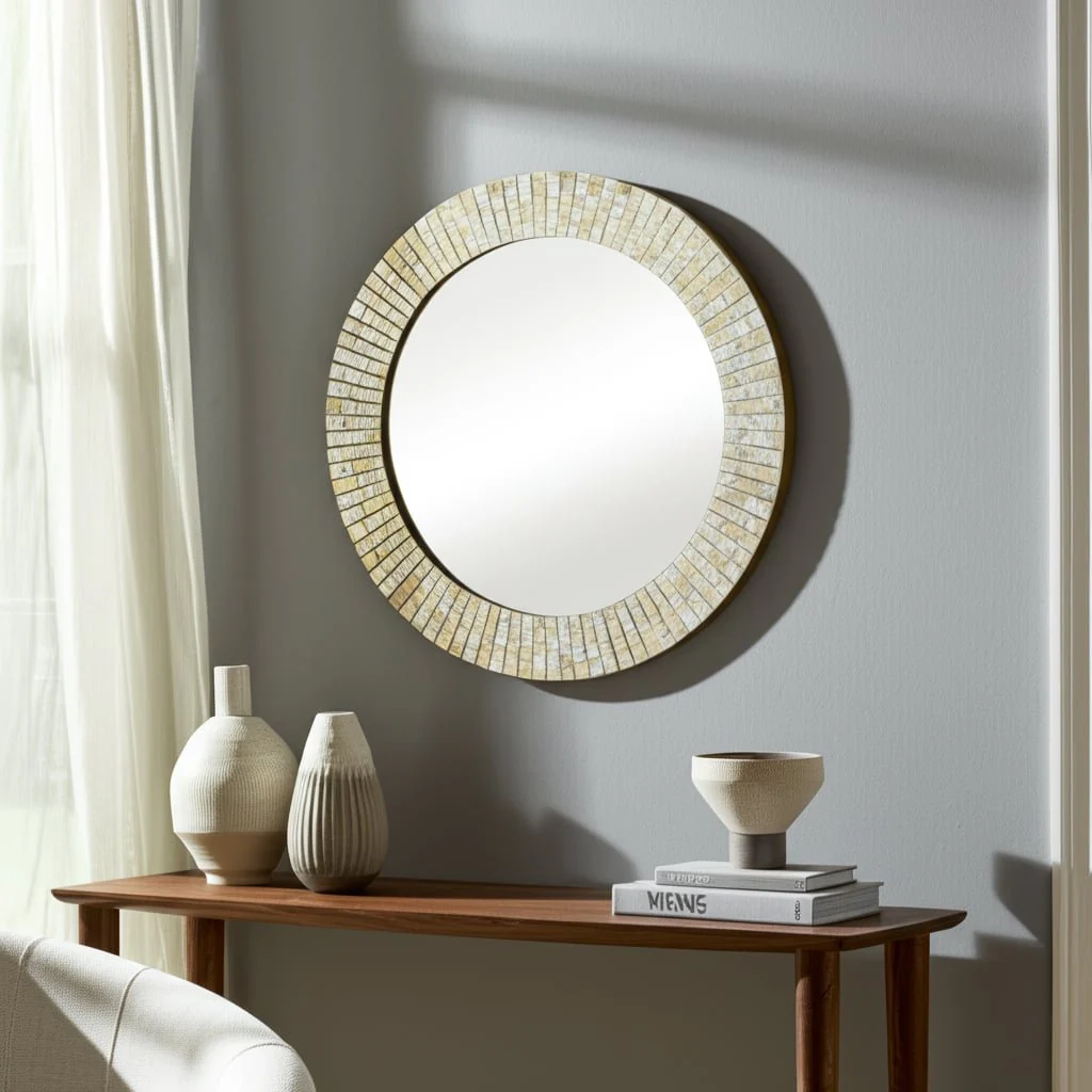 Mosaic 24" Rnd Tiled Mirror Chmpg - Image 8