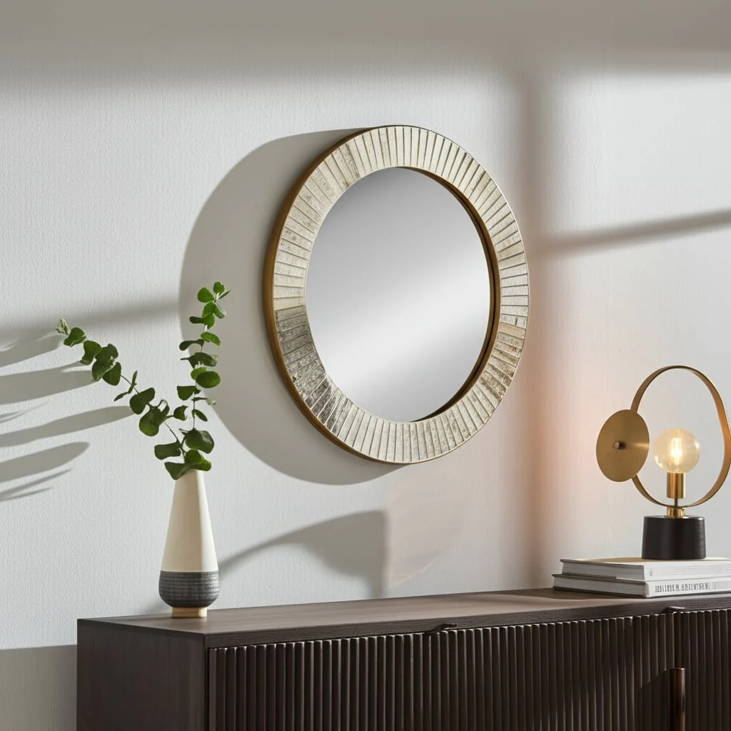 Mosaic 24" Rnd Tiled Mirror Chmpg - Image 9