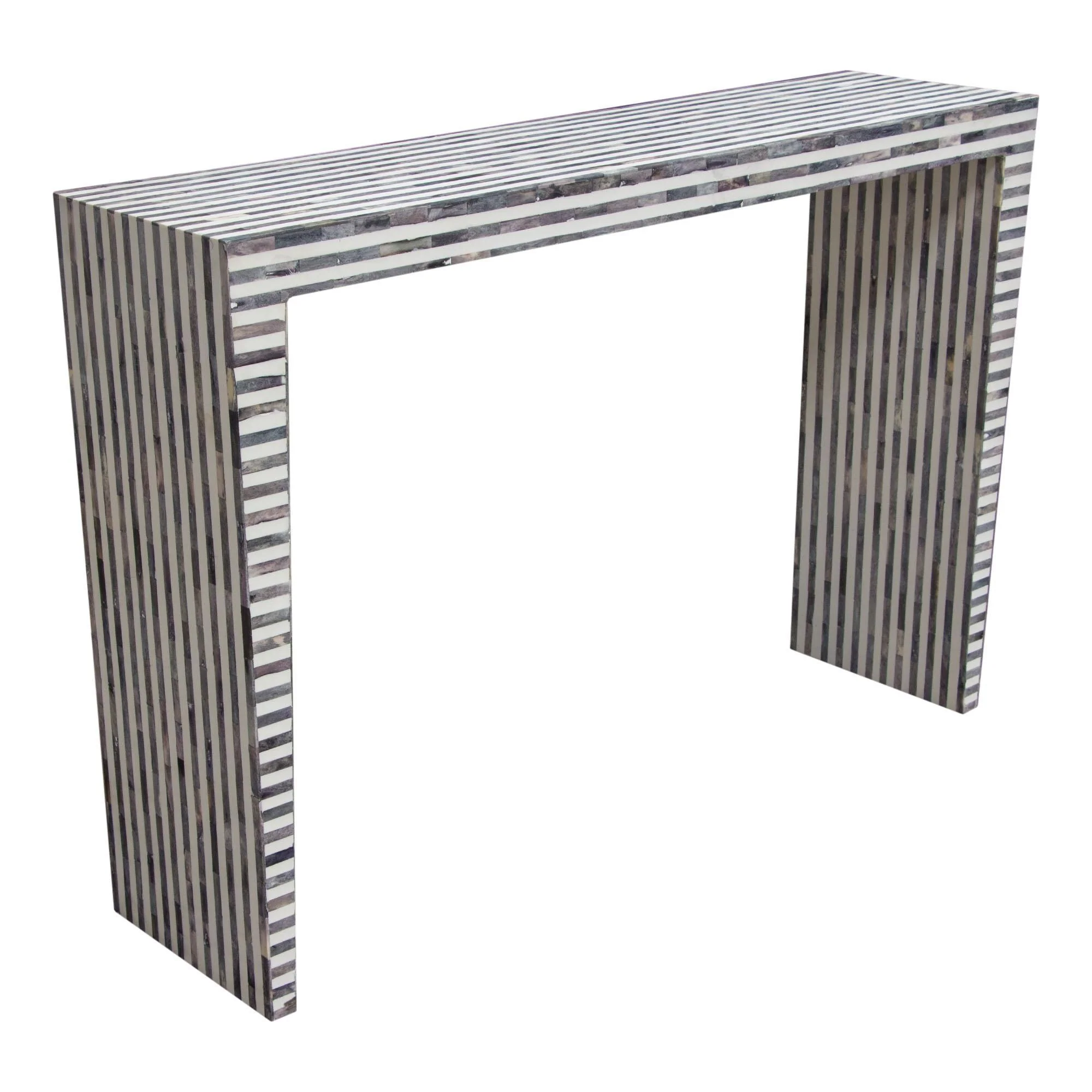 Mosaic Console Table w/ Bone Inlay in Linear Pattern by Diamond Sofa - Image 3