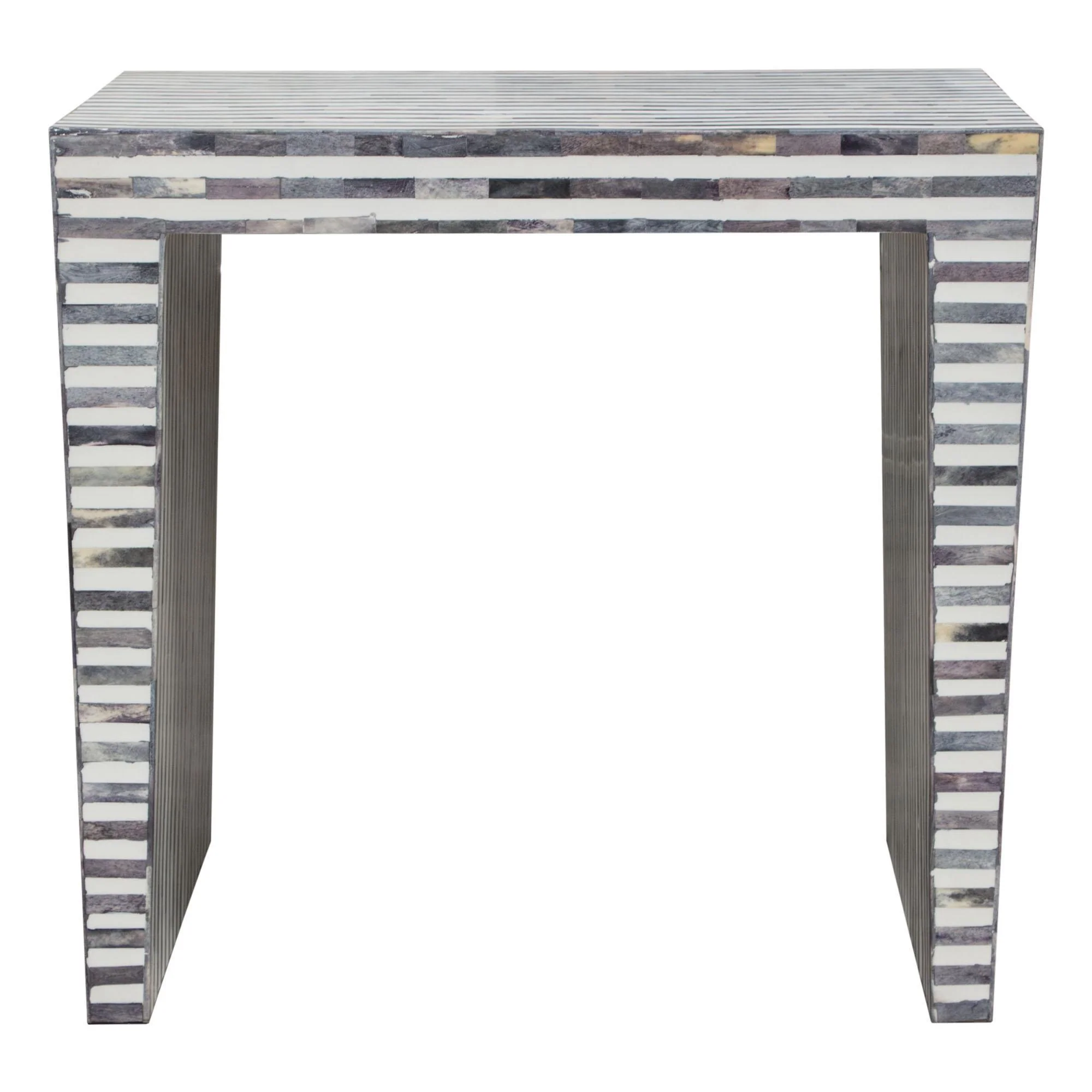 Mosaic End Table w/ Bone Inlay in Linear Pattern by Diamond Sofa - Image 3