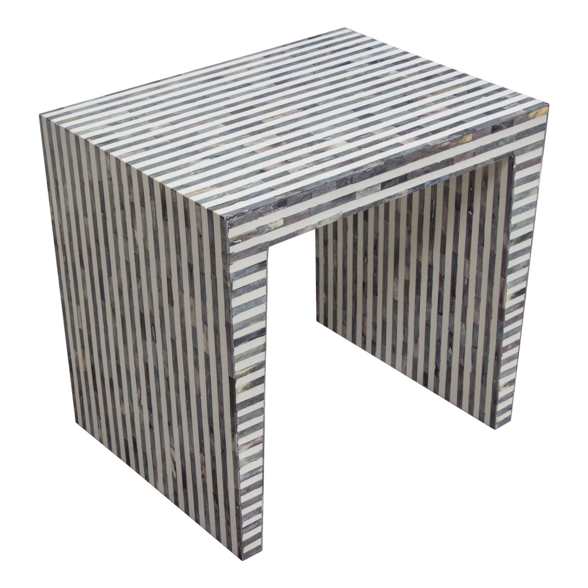 Mosaic End Table w/ Bone Inlay in Linear Pattern by Diamond Sofa - Image 5
