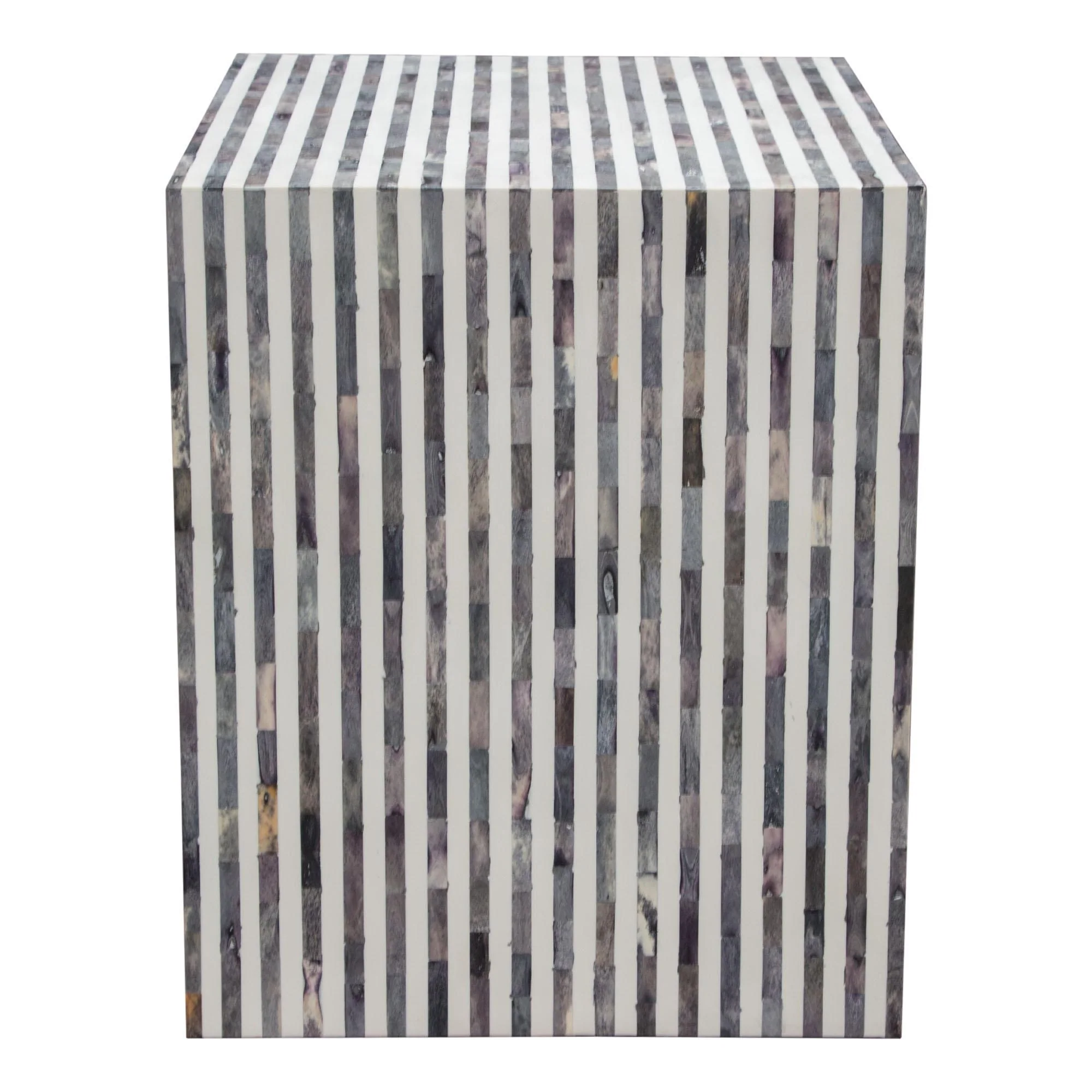 Mosaic End Table w/ Bone Inlay in Linear Pattern by Diamond Sofa - Image 6