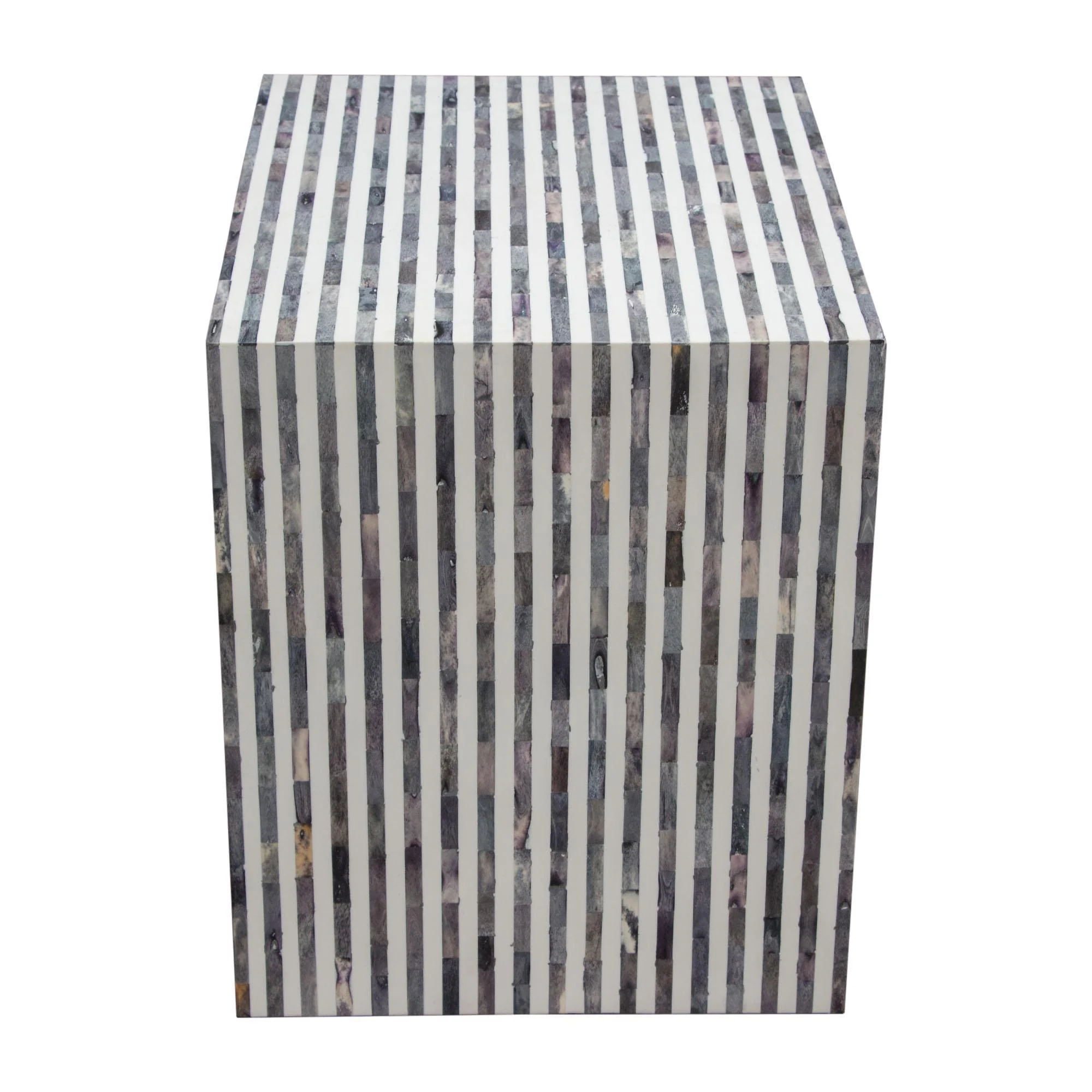 Mosaic End Table w/ Bone Inlay in Linear Pattern by Diamond Sofa - Image 7