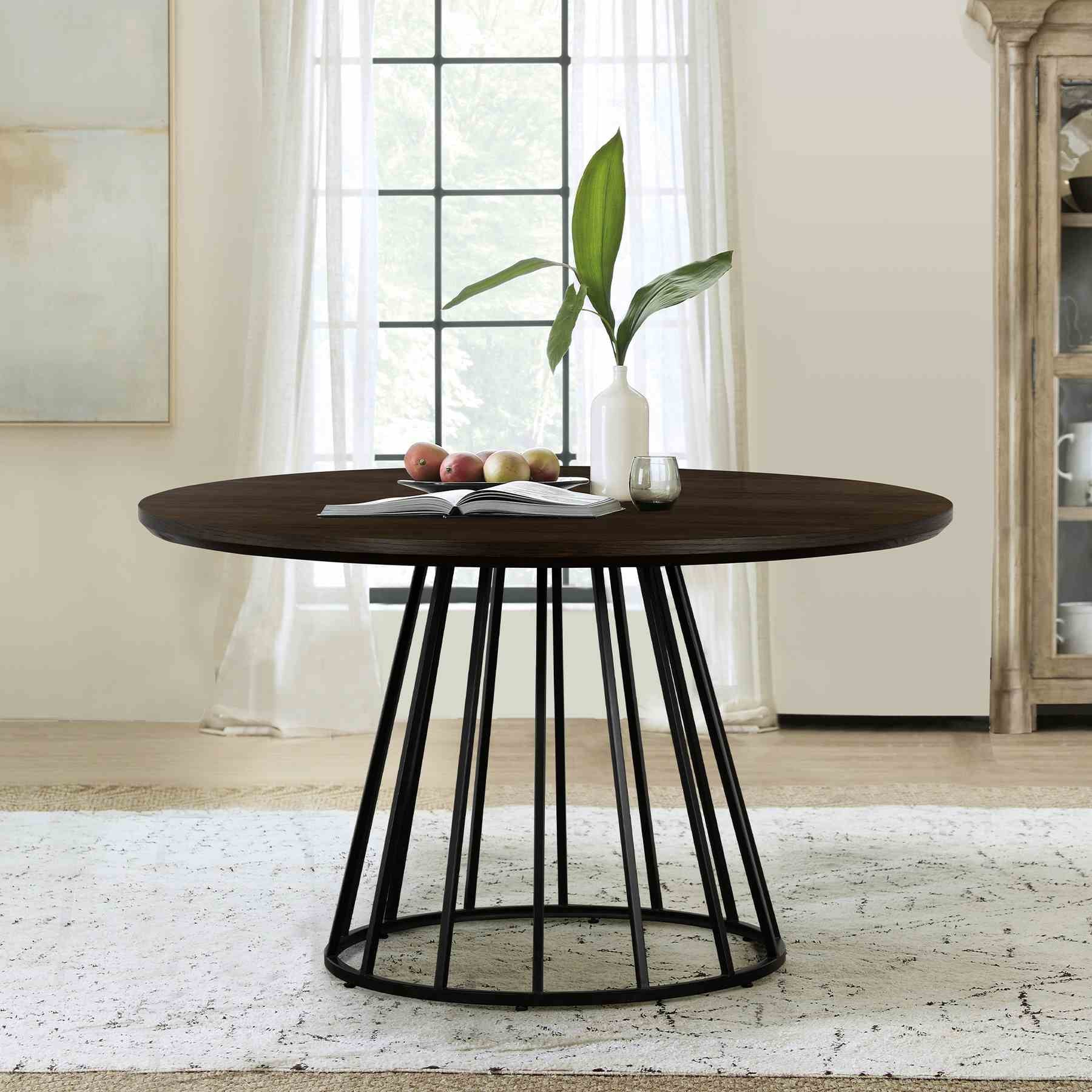 Motion Oak and Metal Round Dining Table - Image 7