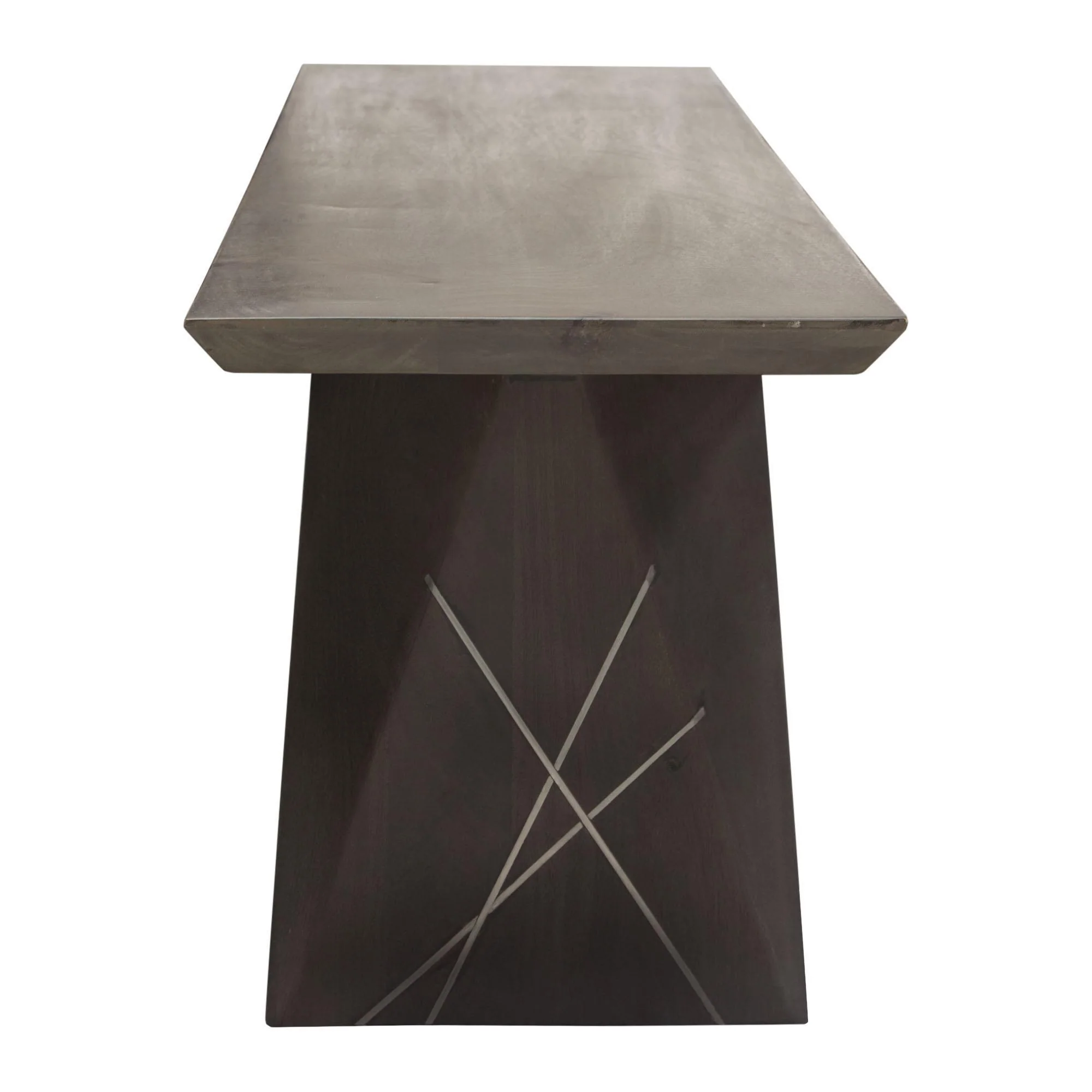 Motion Solid Mango Wood Dining/Accent Bench in Smoke Grey Finish w/ Silver Metal Inlay by Diamond Sofa - Image 6