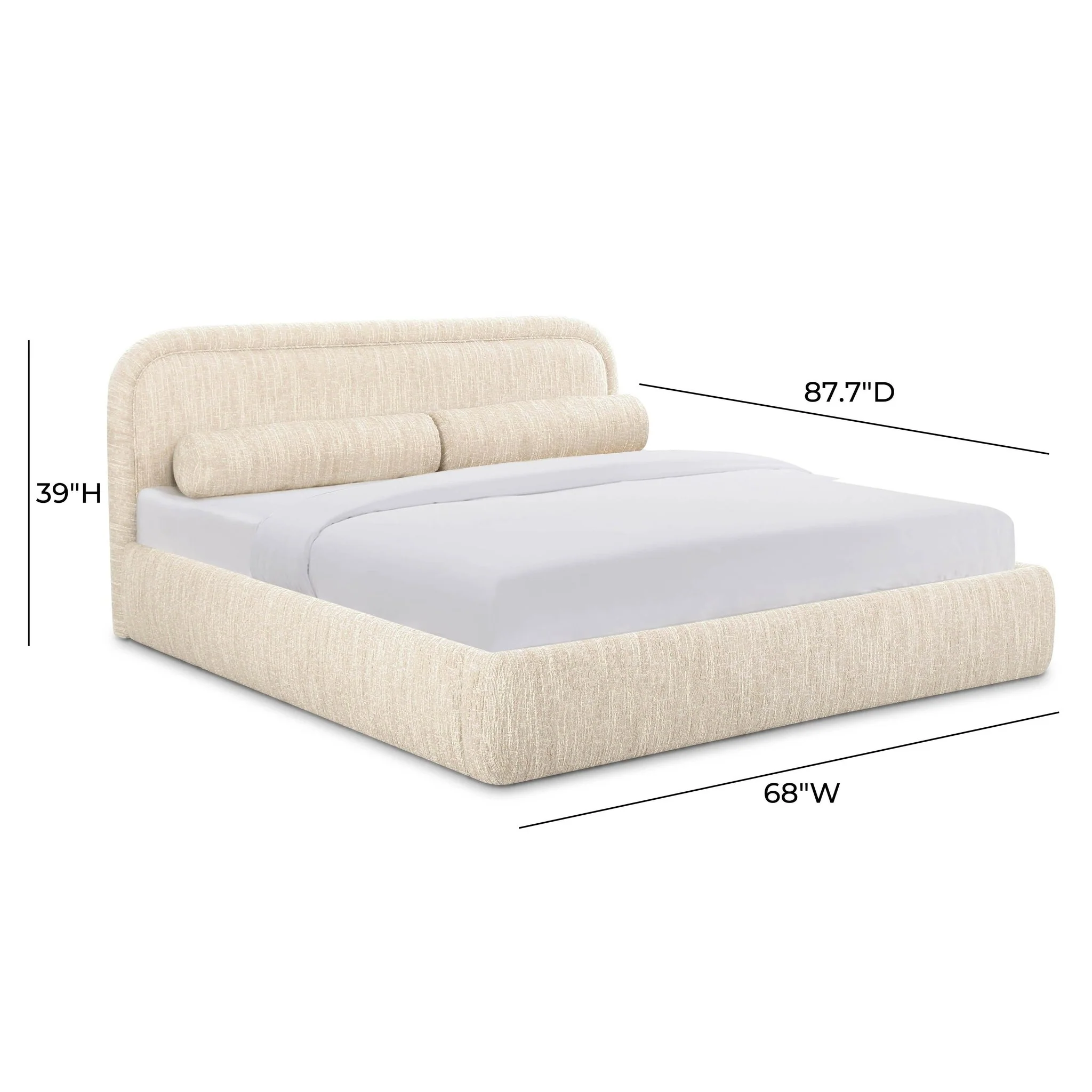 Murielle Taupe Textured Boucle Queen Bed - Image 9
