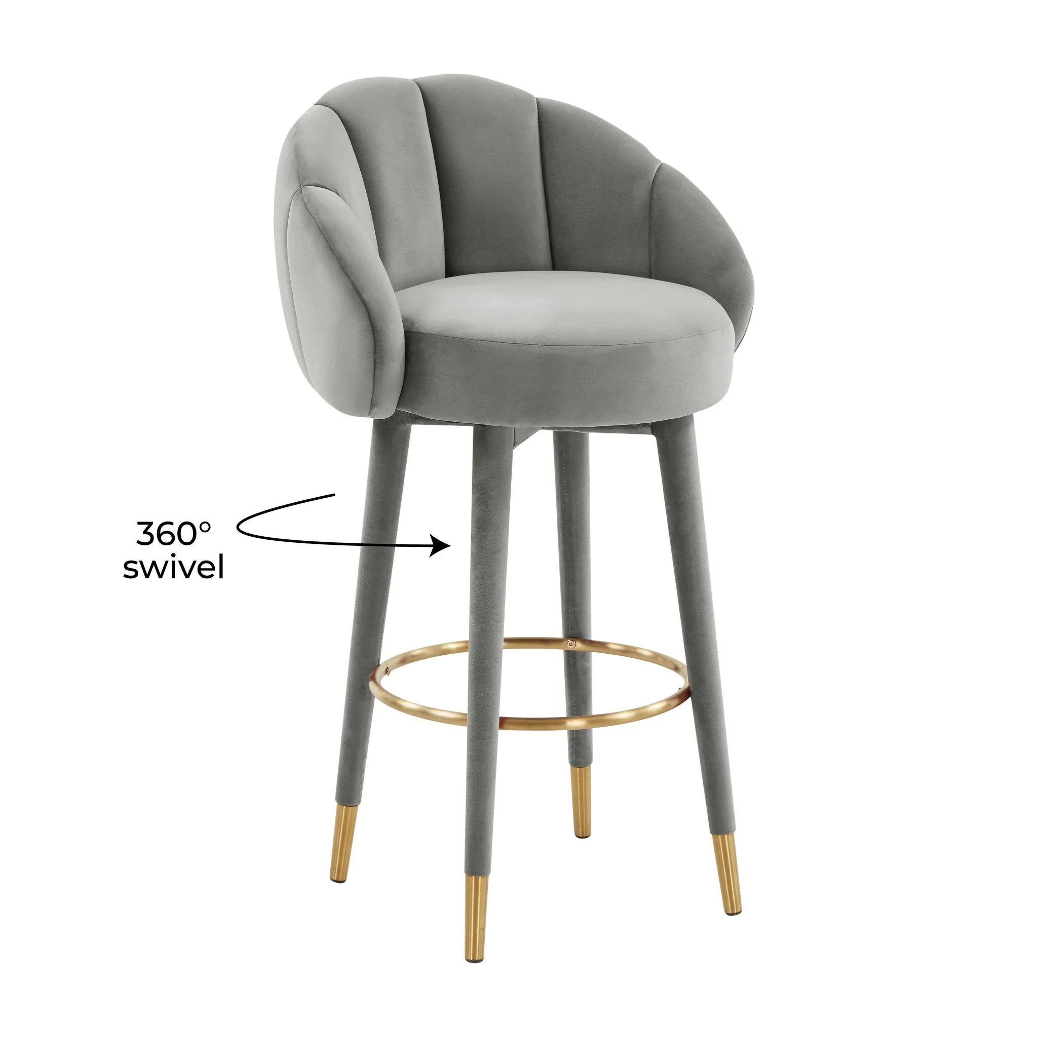 Myla Light Grey Swivel Bar Stool - Image 6