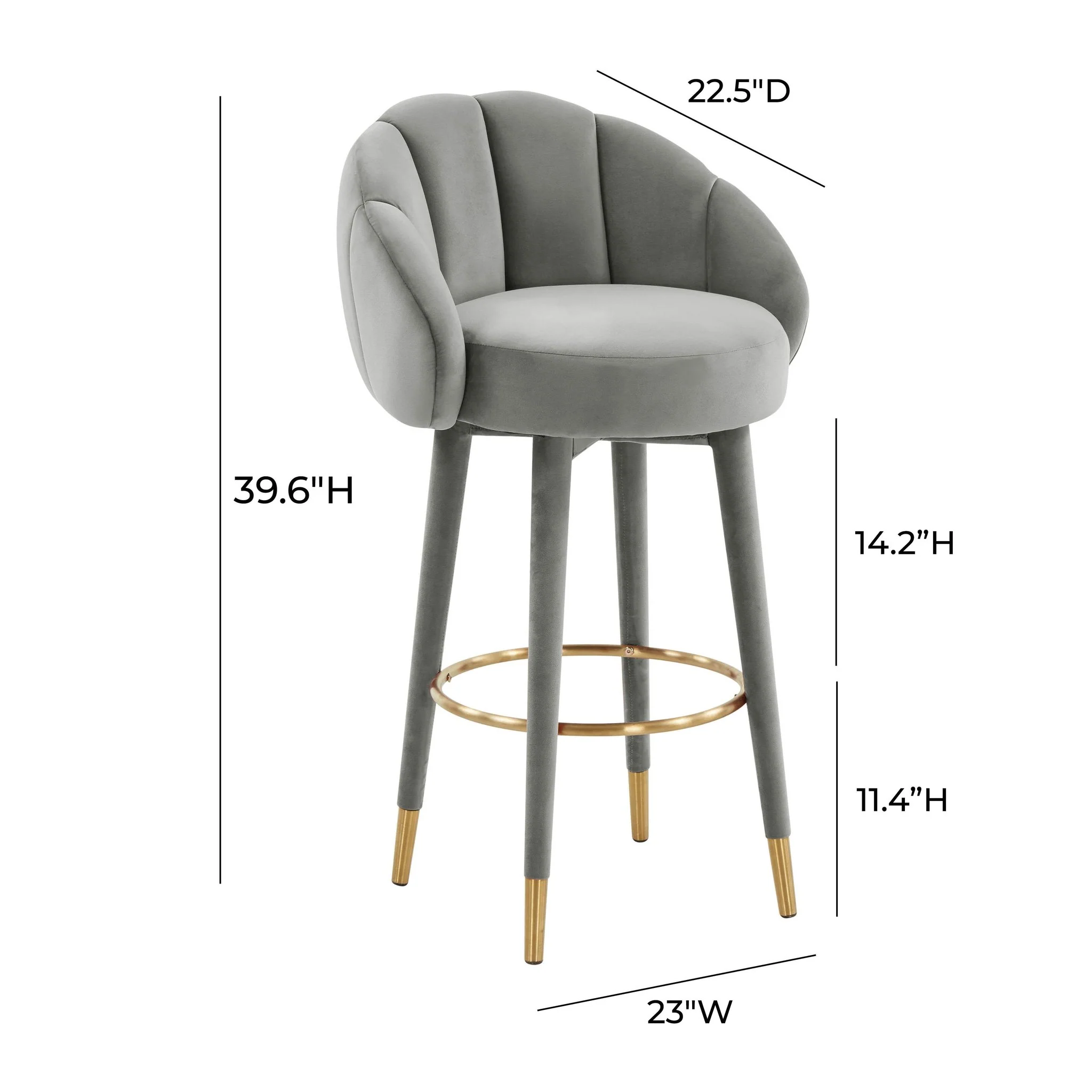 Myla Light Grey Swivel Bar Stool - Image 7