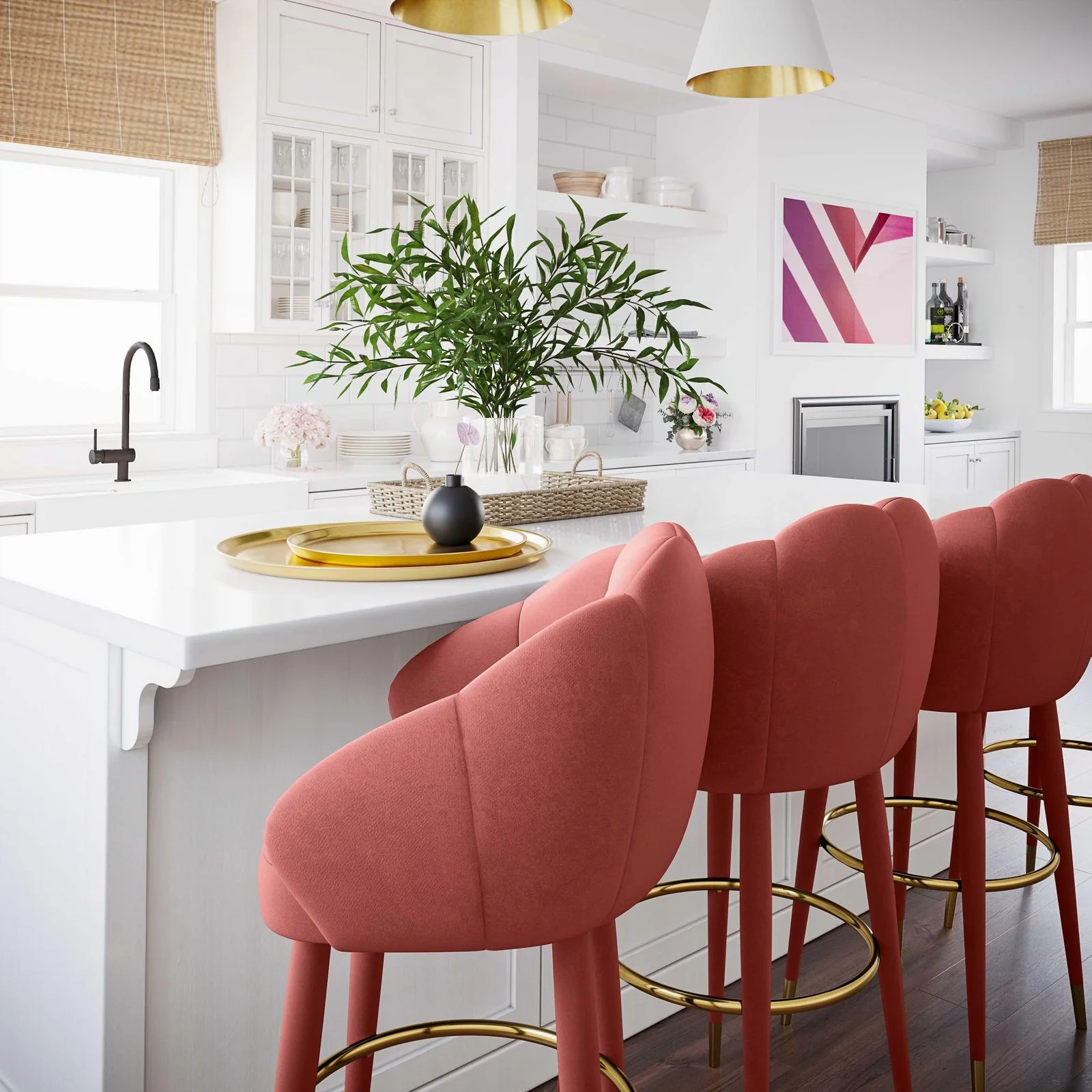 Myla Salmon Swivel Bar Stool - Image 2