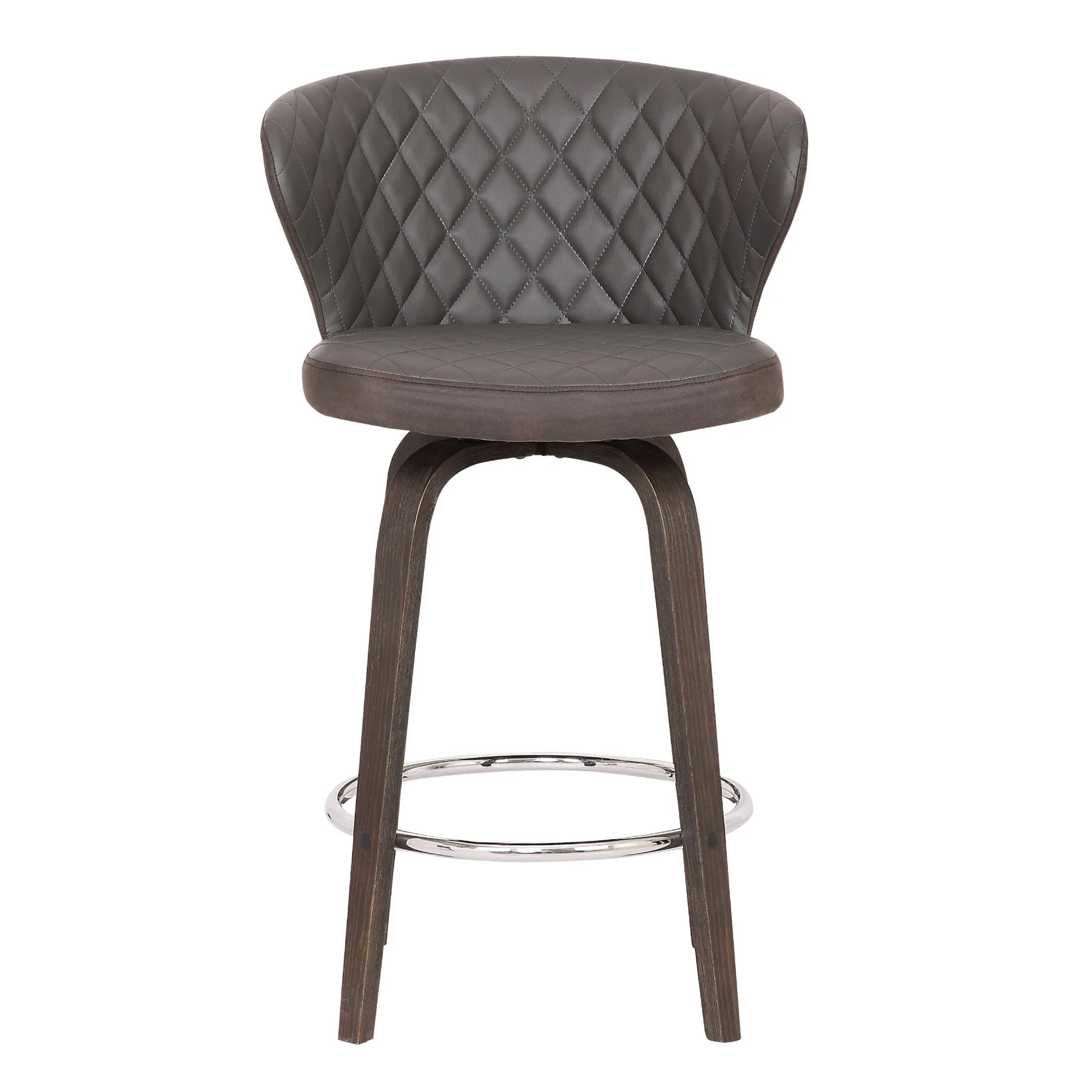 Mynette 26" Swivel Brown Faux Leather Bar Stool - Image 2