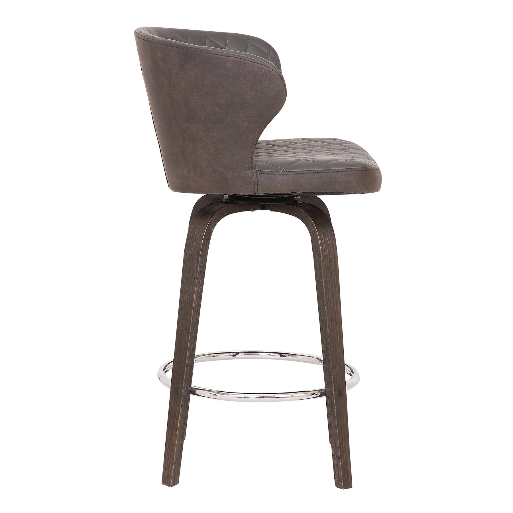 Mynette 26" Swivel Brown Faux Leather Bar Stool - Image 3