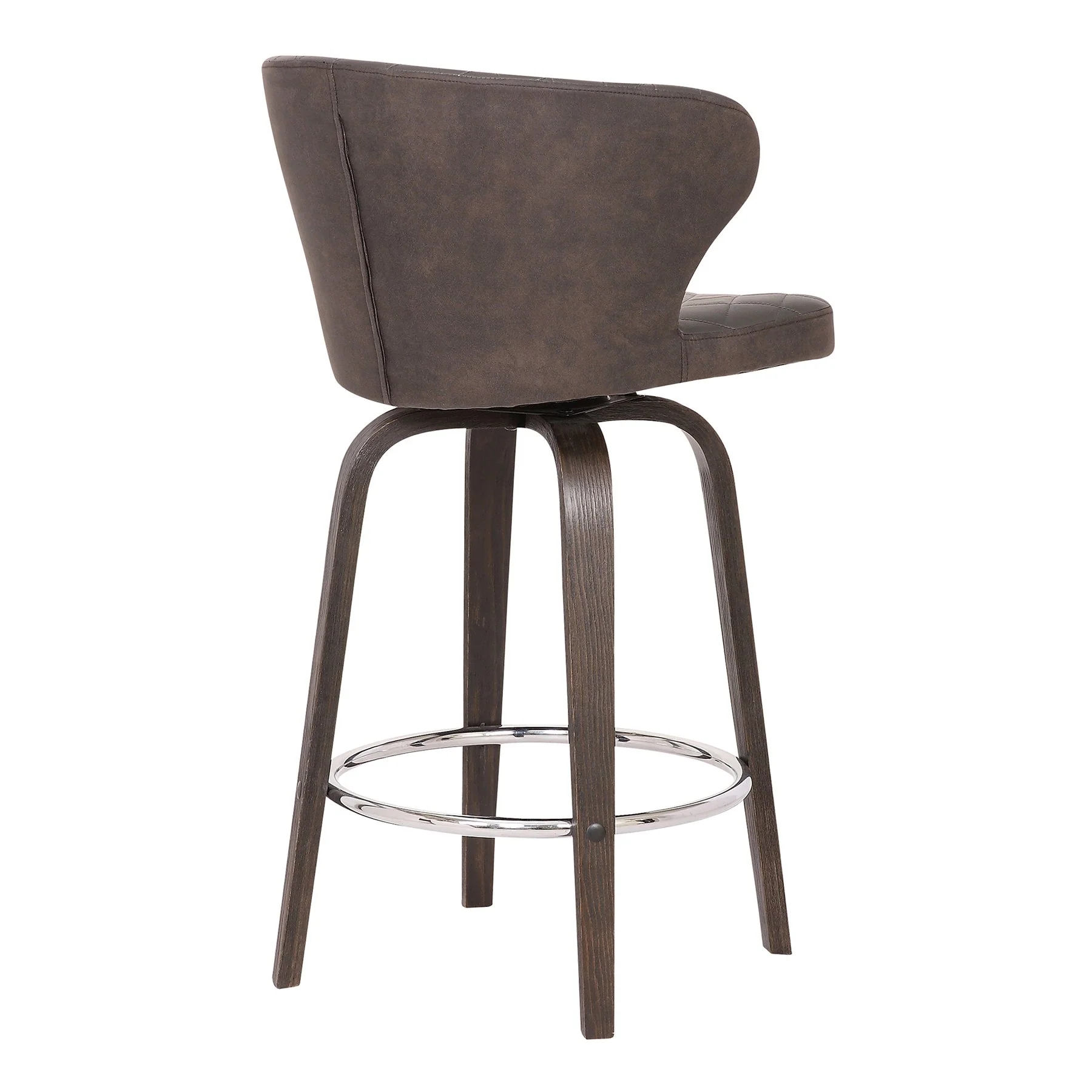 Mynette 30" Swivel Brown Faux Leather Bar Stool - Image 4