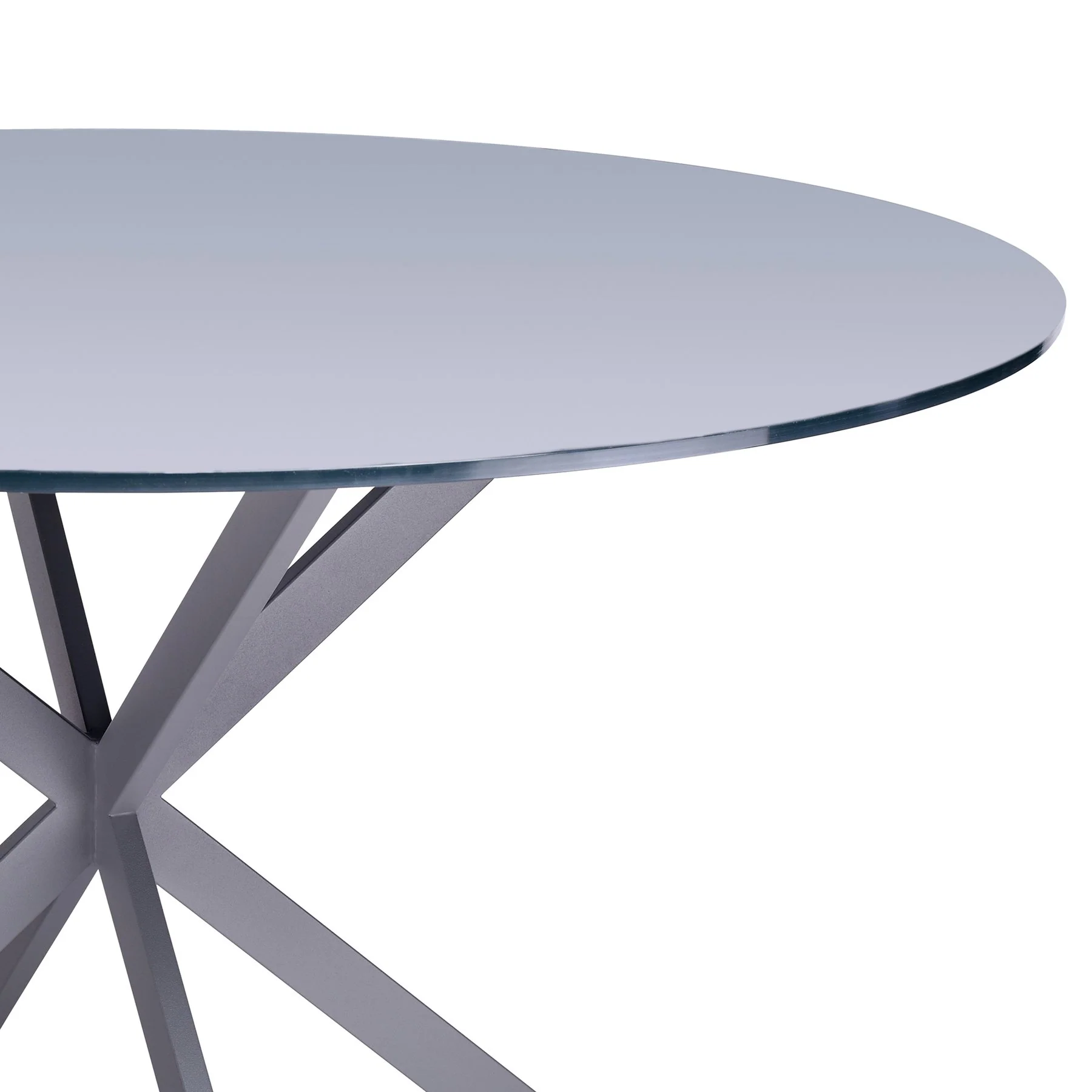 Mystere Modern Dining Table in Gray Powder Coated finish with Gray Tempered Glass Top - Image 2