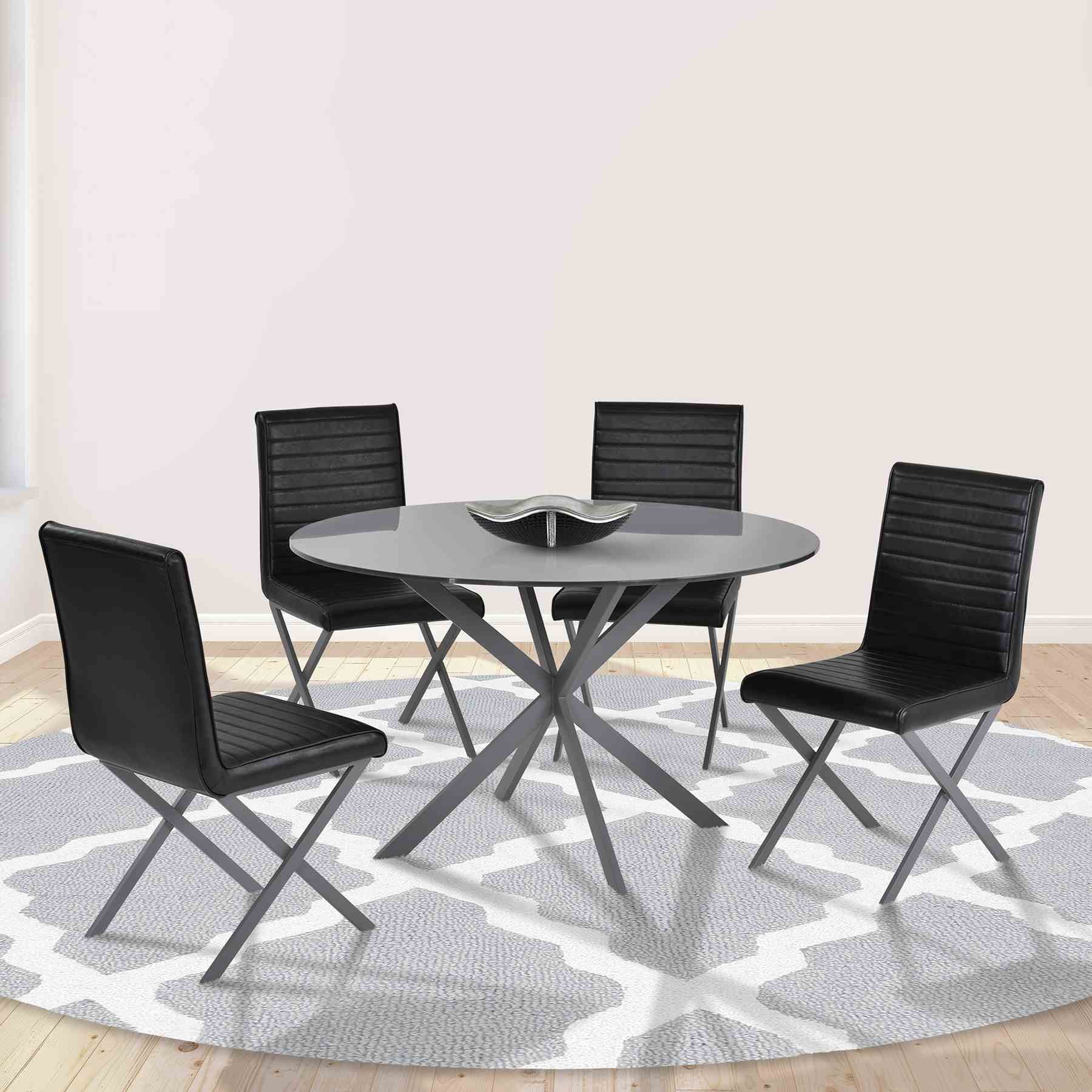 Mystere Modern Dining Table in Gray Powder Coated finish with Gray Tempered Glass Top - Image 5