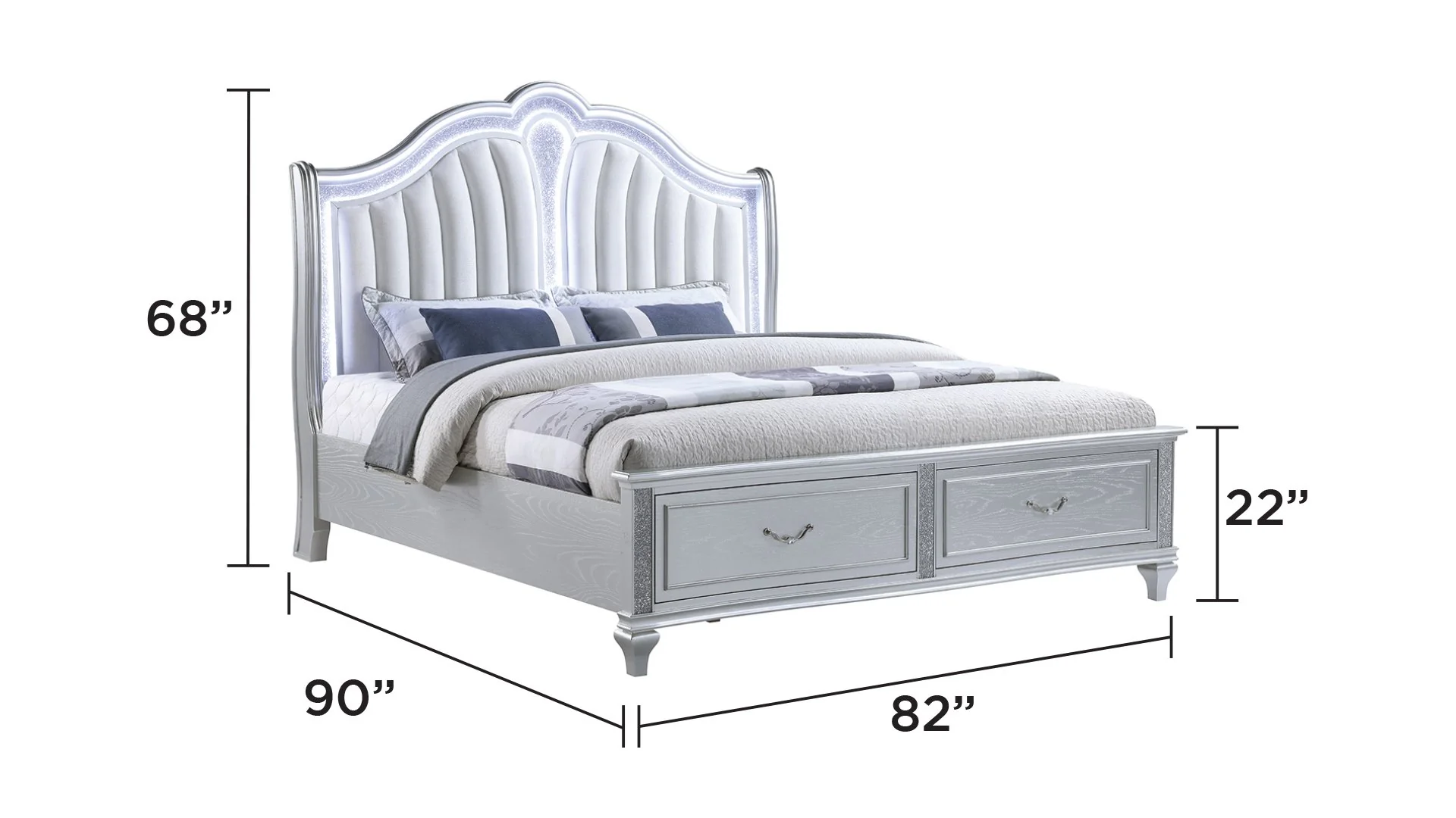 Mystic King 5PC Bedroom Set Silver - Image 3