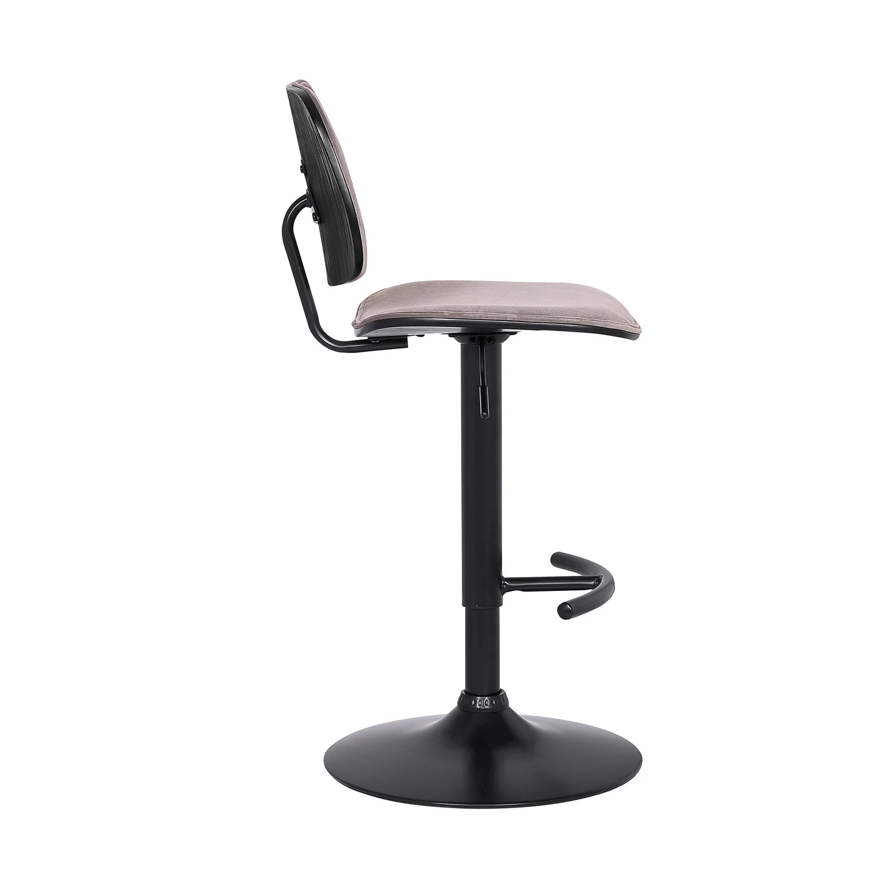 Nancy Adjustable Gray Velvet Swivel Barstool in Black Powder Coated Finish - Image 3