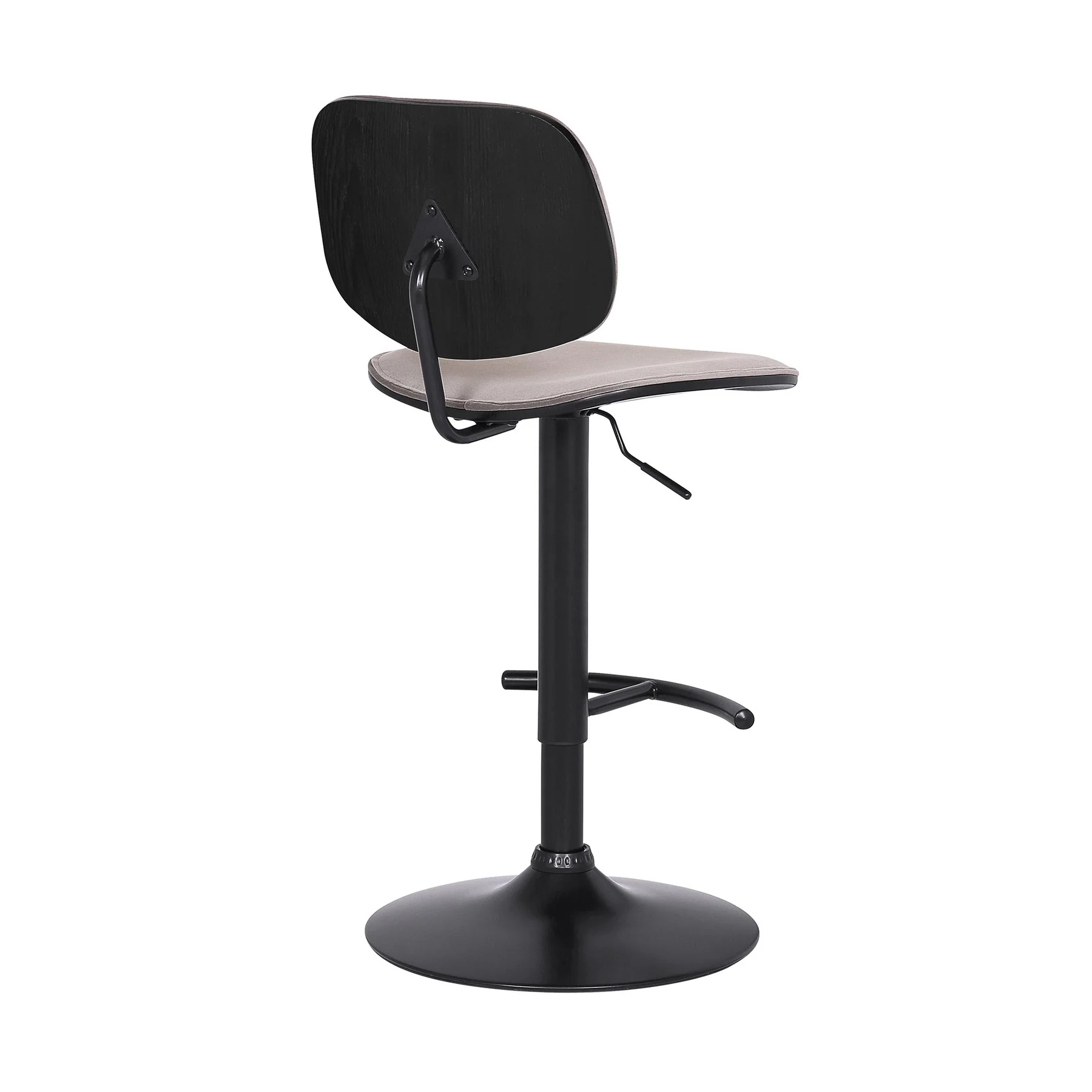 Nancy Adjustable Gray Velvet Swivel Barstool in Black Powder Coated Finish - Image 4