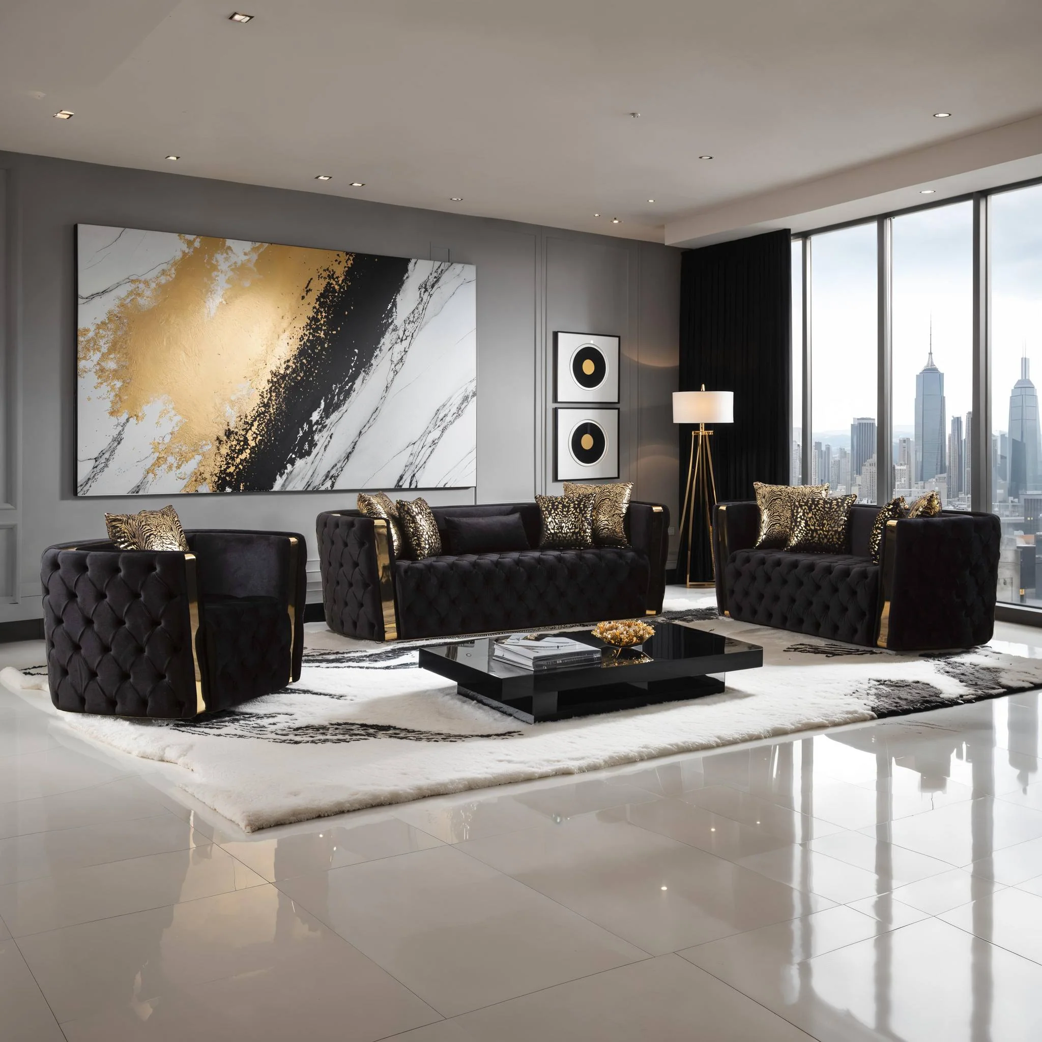 Naomi 3 Pc Living Room set Black - Image 14