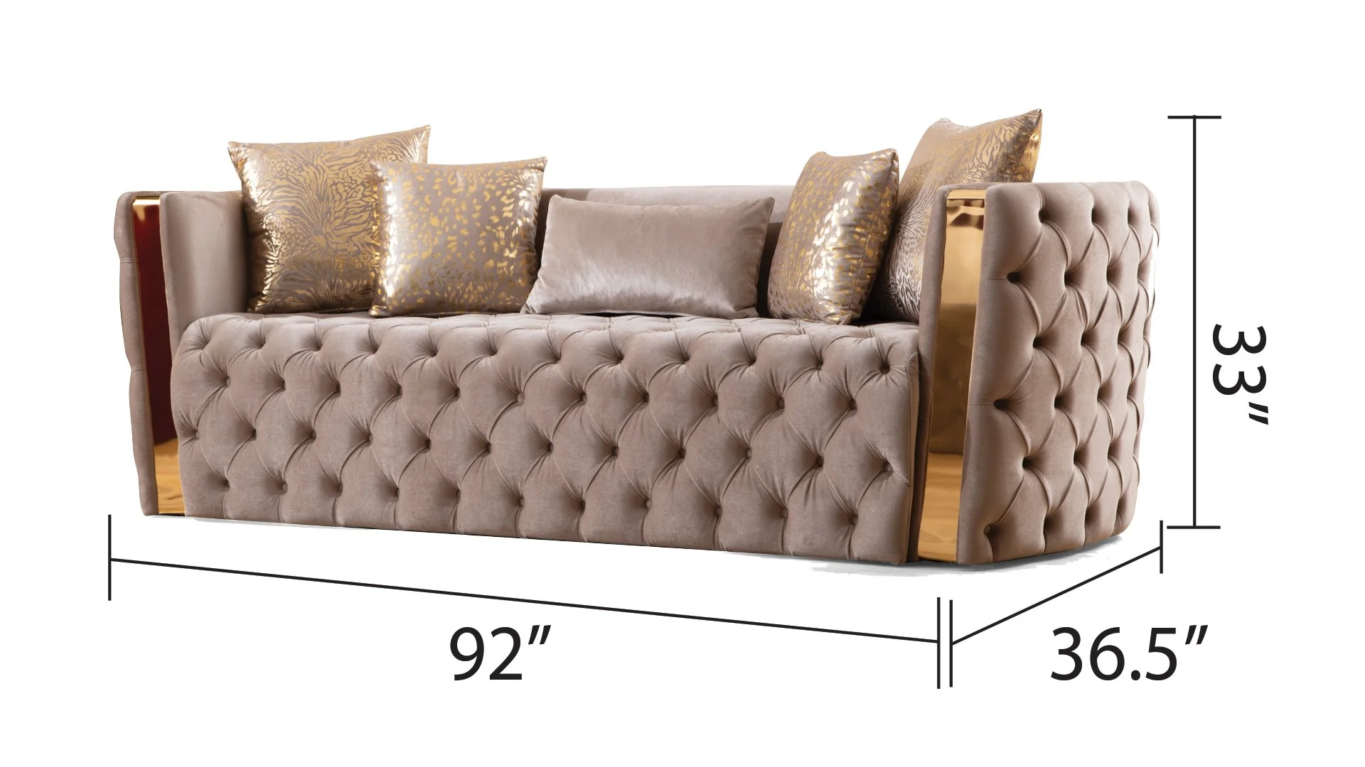 Naomi 3 Pc Living Room set Taupe - Image 3