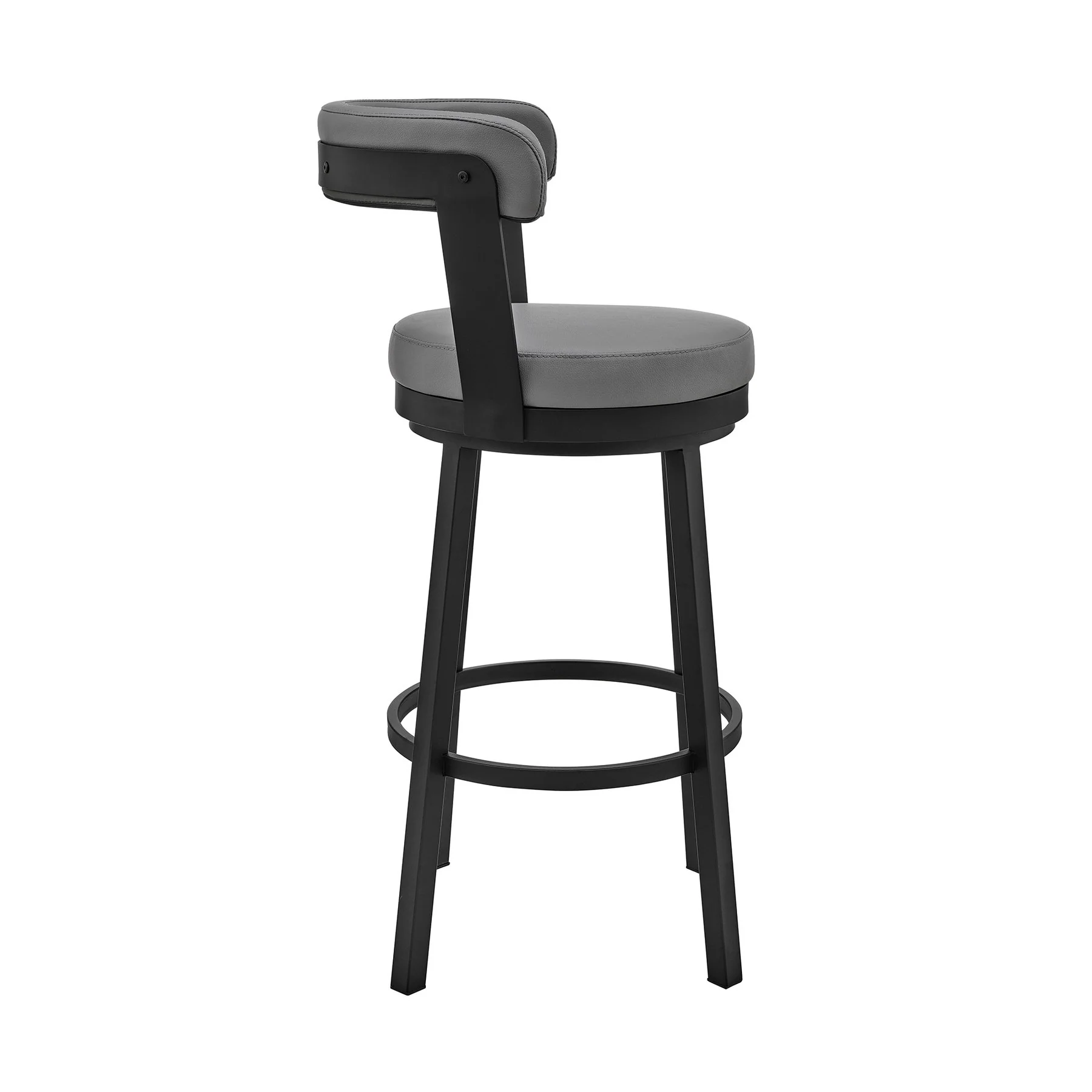 Naomi and Bryant 5-Piece Counter Height Dining Set in Black Metal and Gray Faux Leather - Image 3
