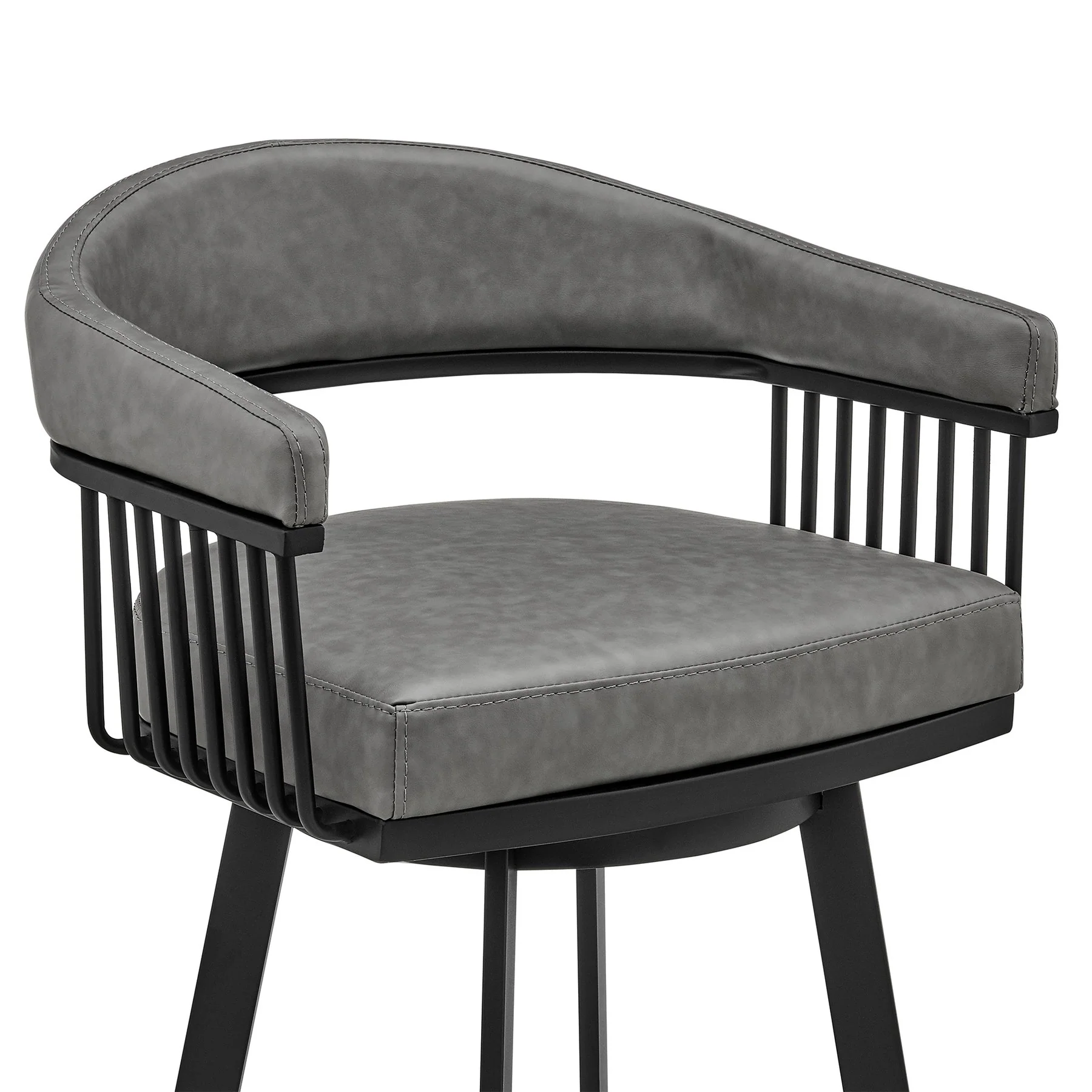 Naomi and Chelsea 3-Piece Counter Height Dining Set in Black Metal and Gray Faux Leather - Image 6
