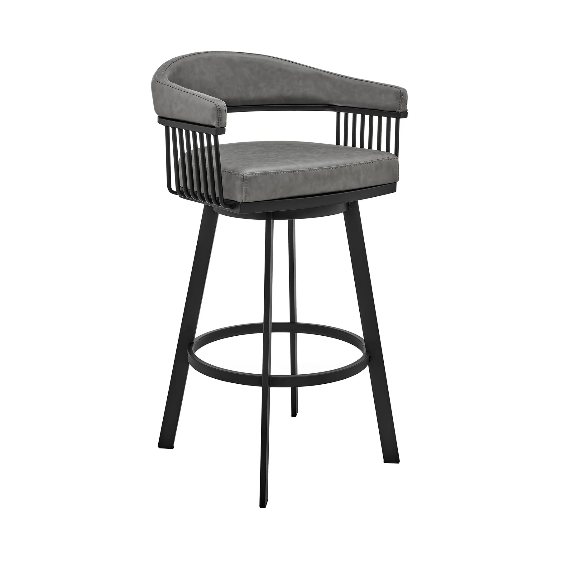 Naomi and Chelsea 5-Piece Counter Height Dining Set in Black Metal and Gray Faux Leather - Image 2