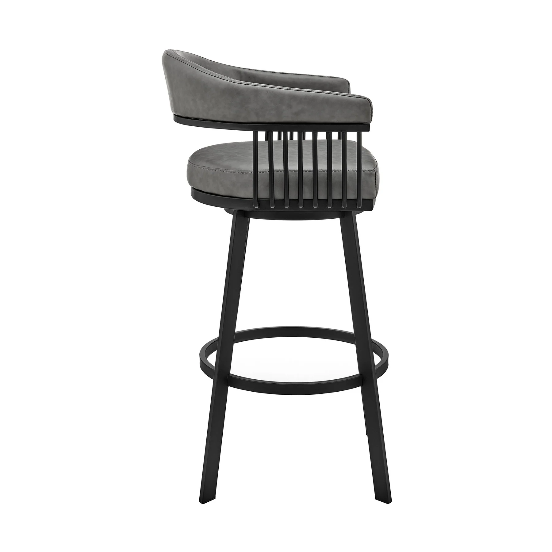 Naomi and Chelsea 5-Piece Counter Height Dining Set in Black Metal and Gray Faux Leather - Image 3