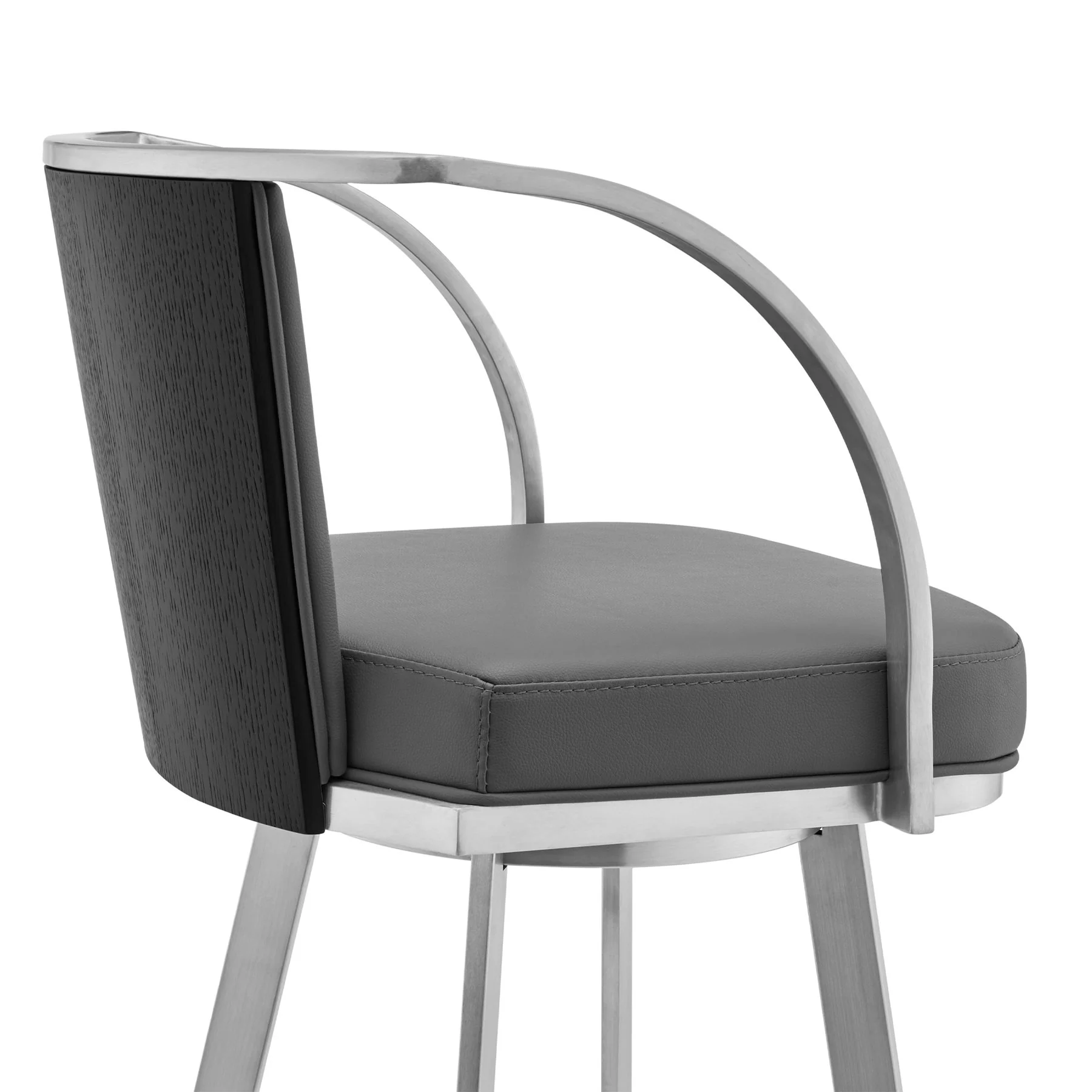 Naomi and Livingston 4-Piece Counter Height Dining Set in Brushed Stainless Steel and Gray Faux Leather - Image 6