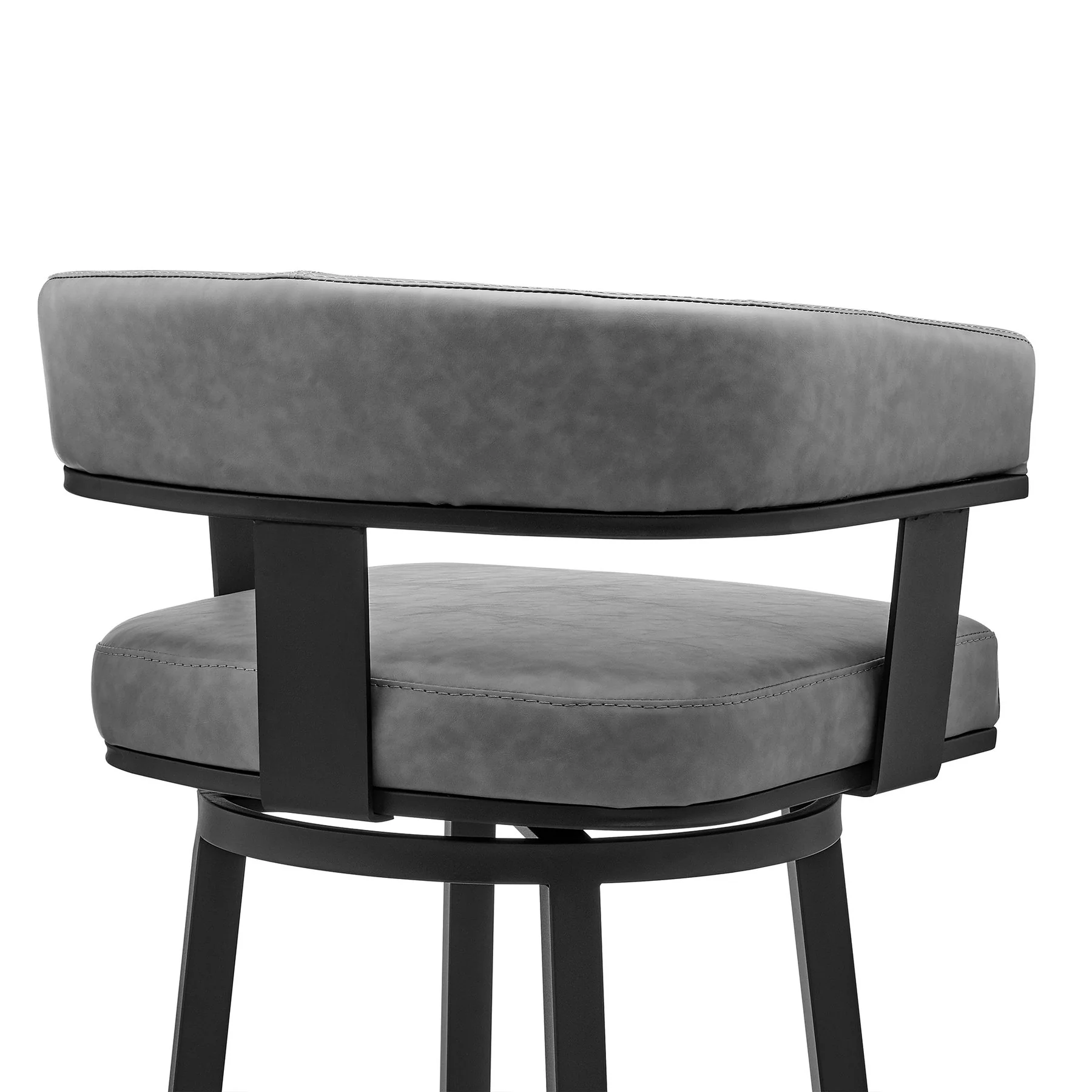 Naomi and Lorin 3-Piece Counter Height Dining Set in Black Metal and Gray Faux Leather - Image 6