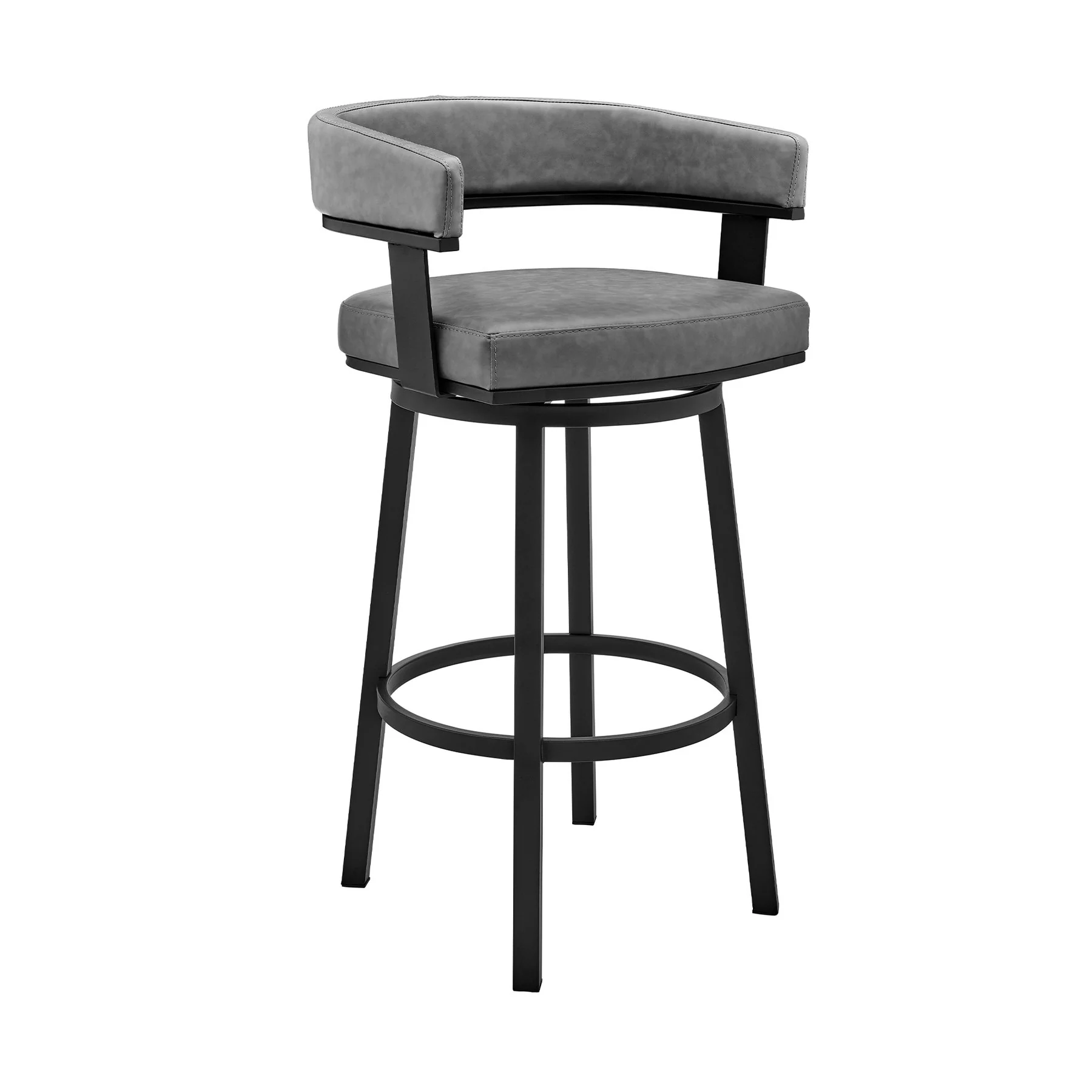 Naomi and Lorin 4-Piece Counter Height Dining Set in Black Metal and Gray Faux Leather - Image 2