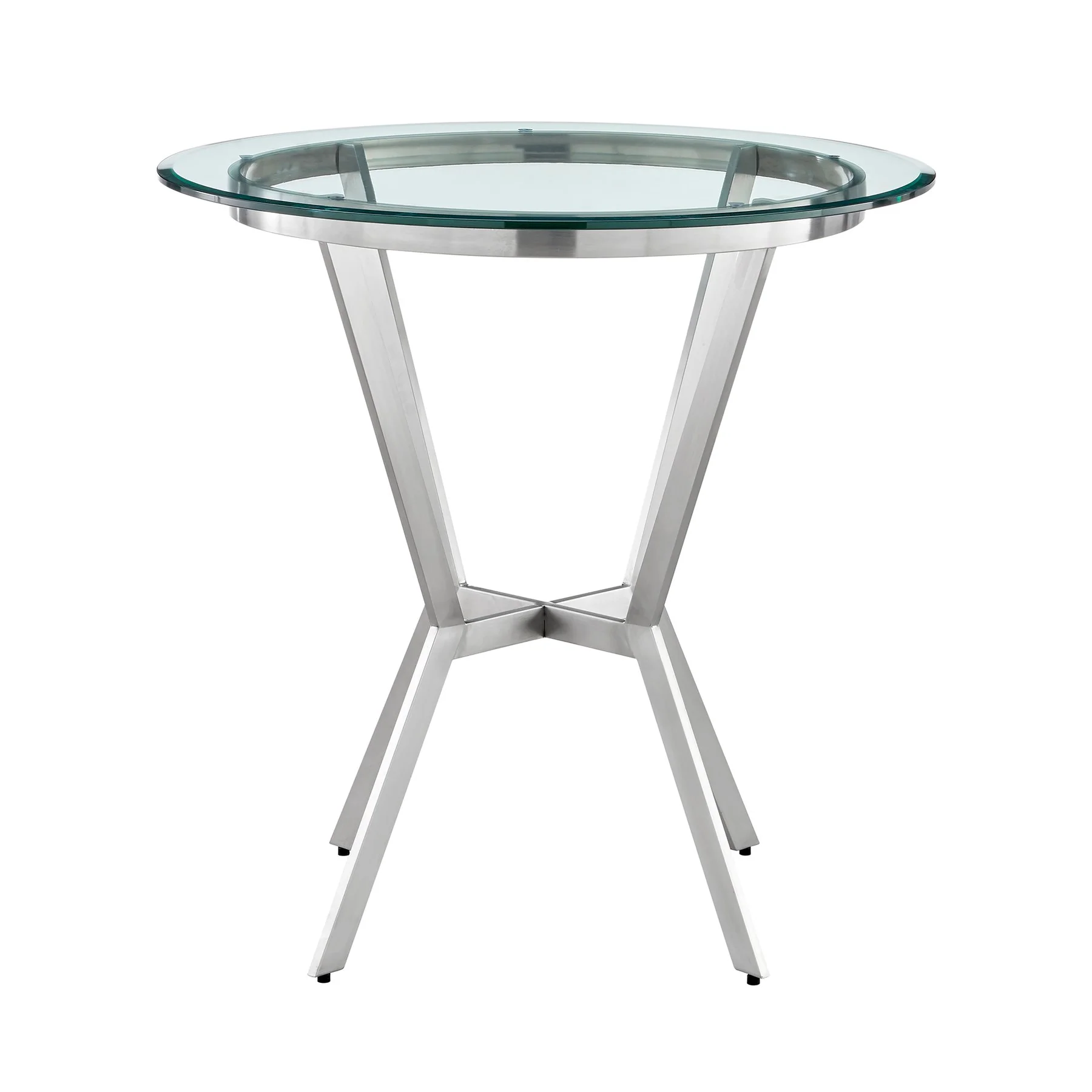 Naomi and Valerie 3-Piece Counter Height Dining Set in Brushed Stainless Steel and Gray Faux Leather - Image 4