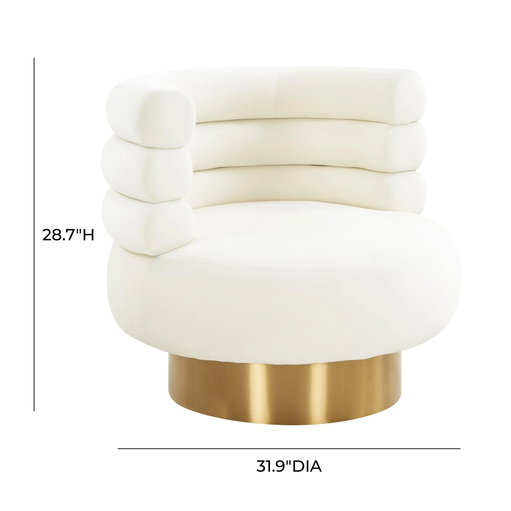 Naomi Cream Velvet Swivel Chair - Image 8