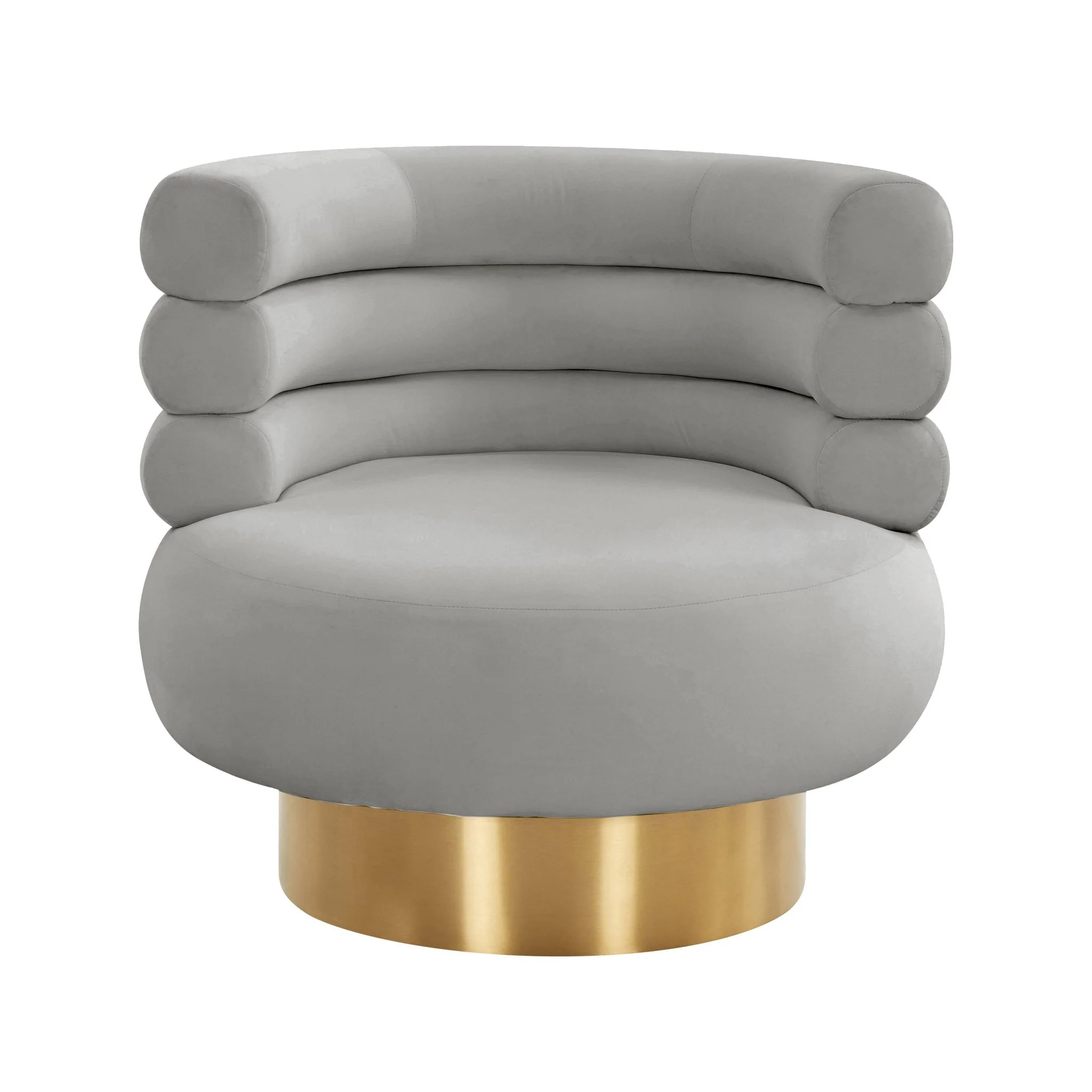Naomi Grey Velvet Swivel Chair - Image 3