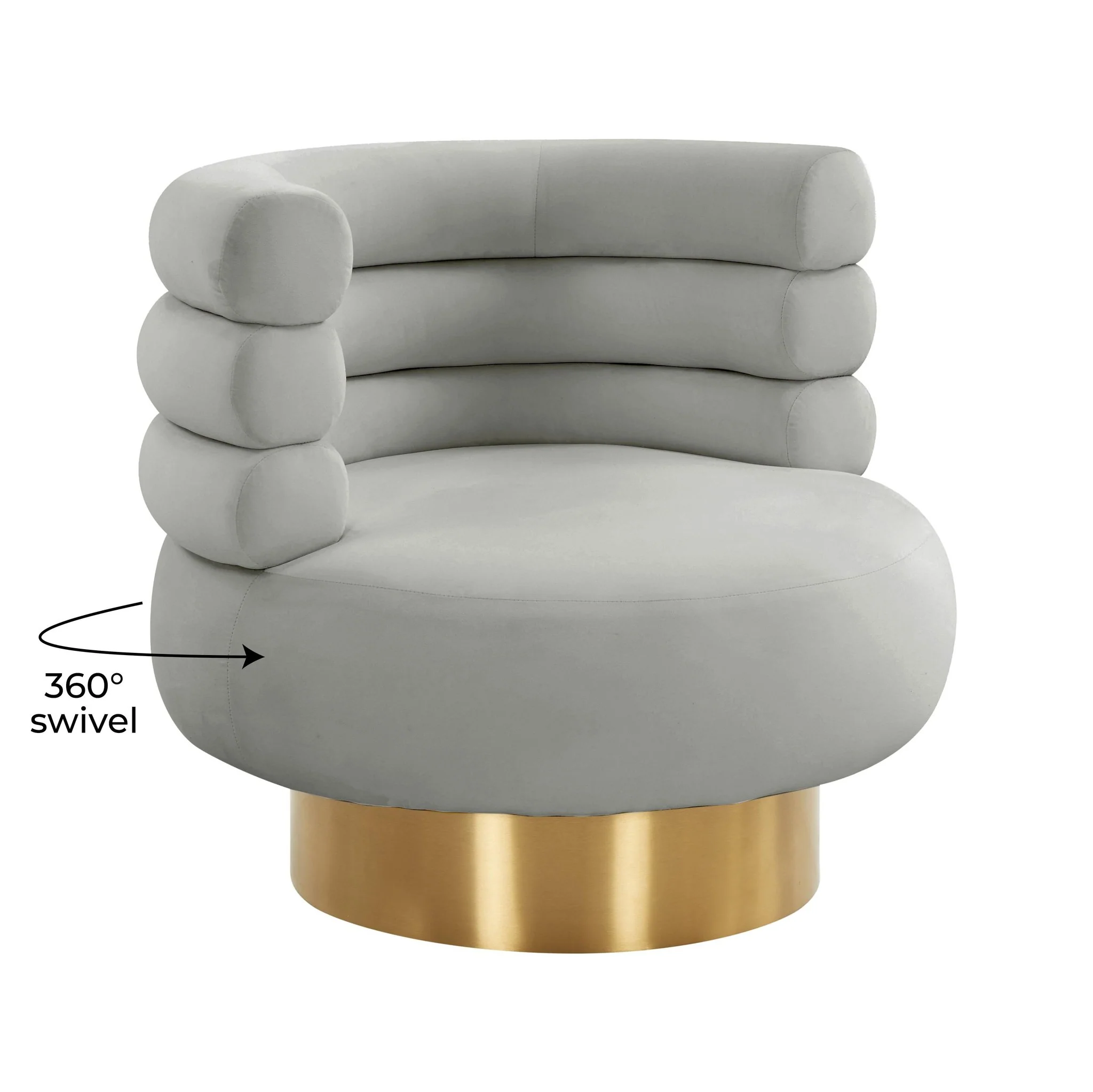 Naomi Grey Velvet Swivel Chair - Image 7