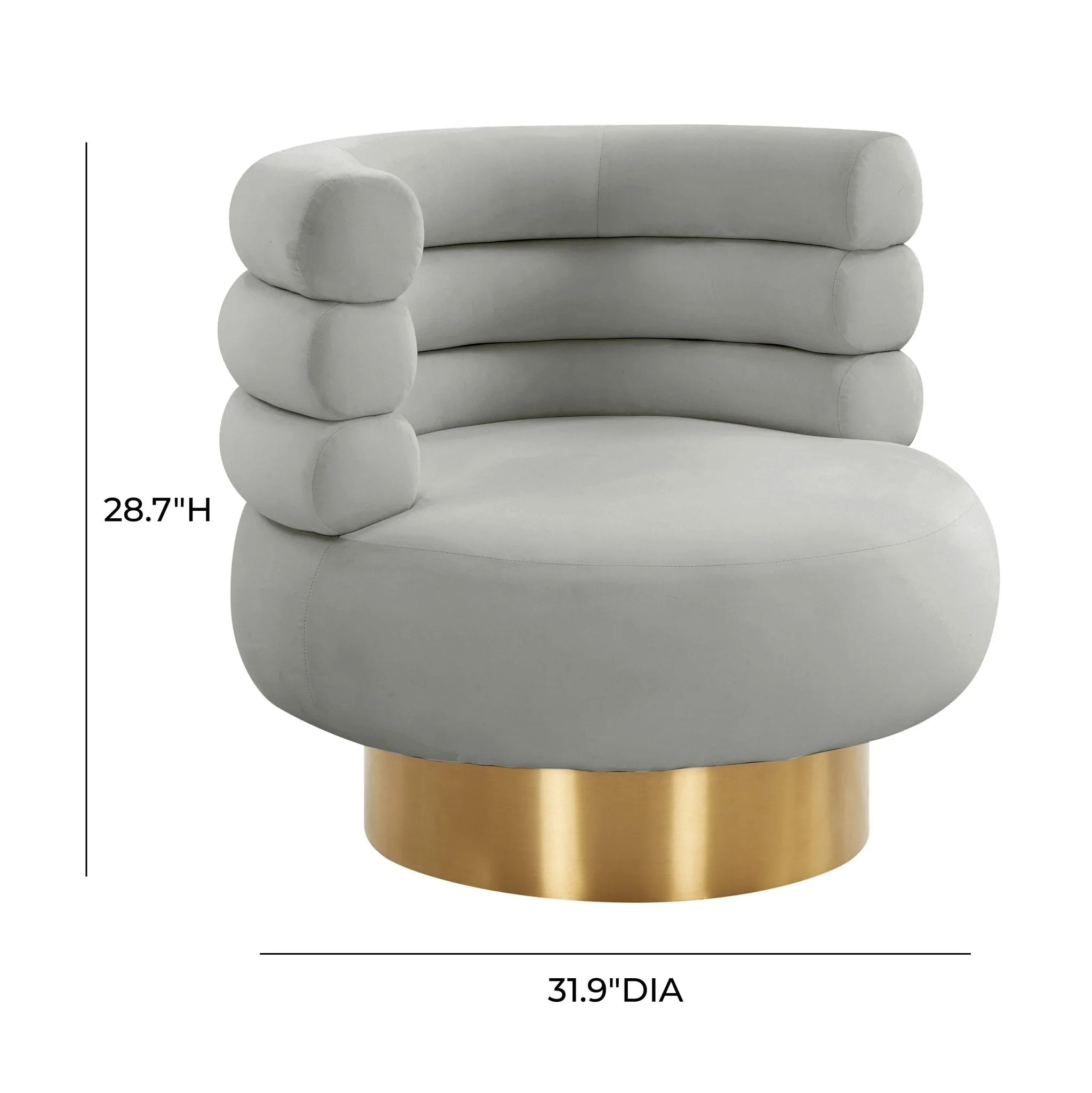 Naomi Grey Velvet Swivel Chair - Image 8