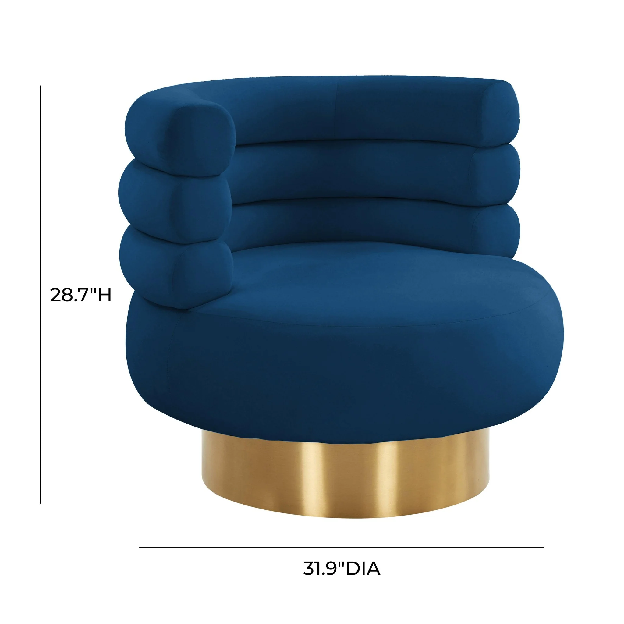 Naomi Navy Velvet Swivel Chair - Image 9