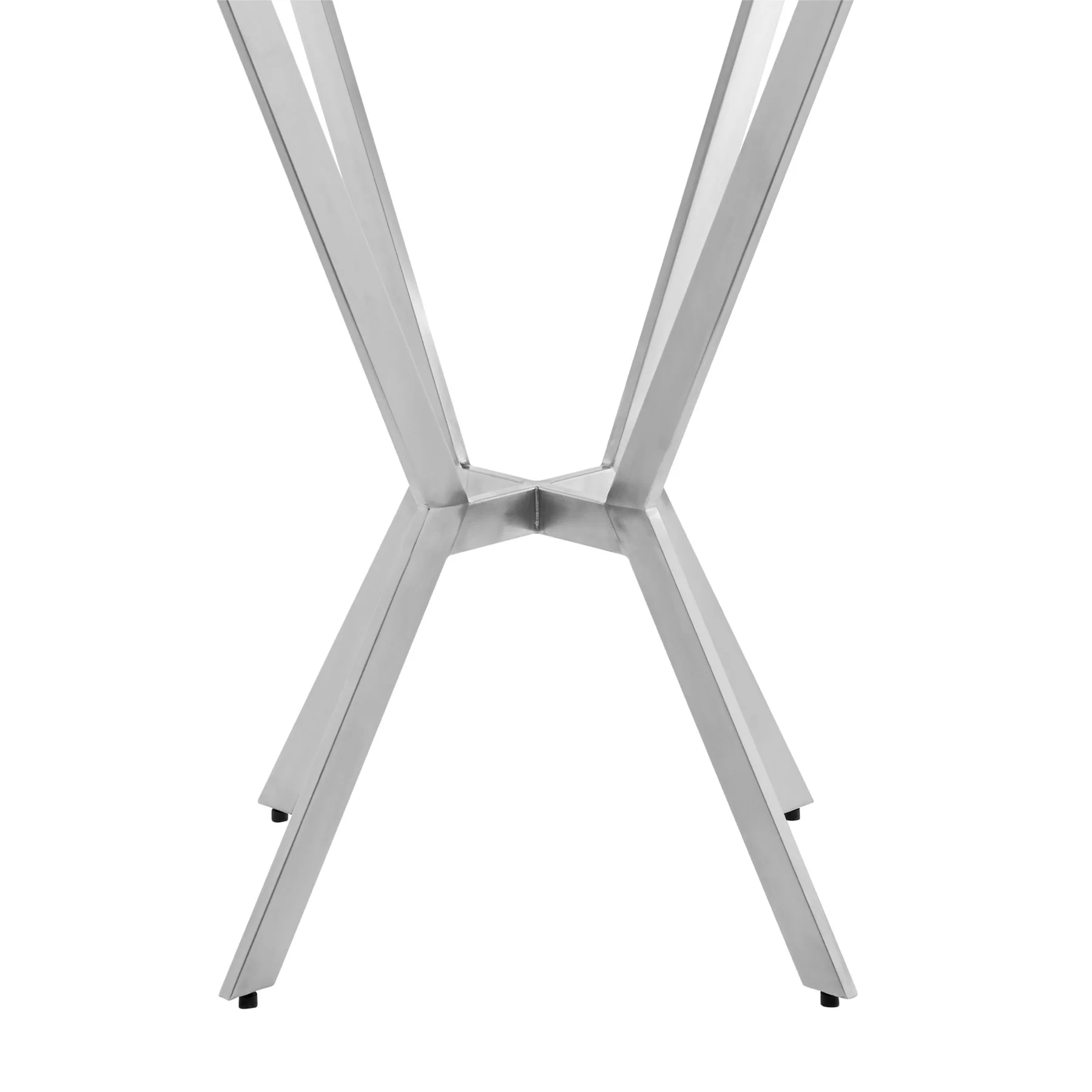 Naomi Round Glass and Brushed Stainless Steel Bar Table - Image 3